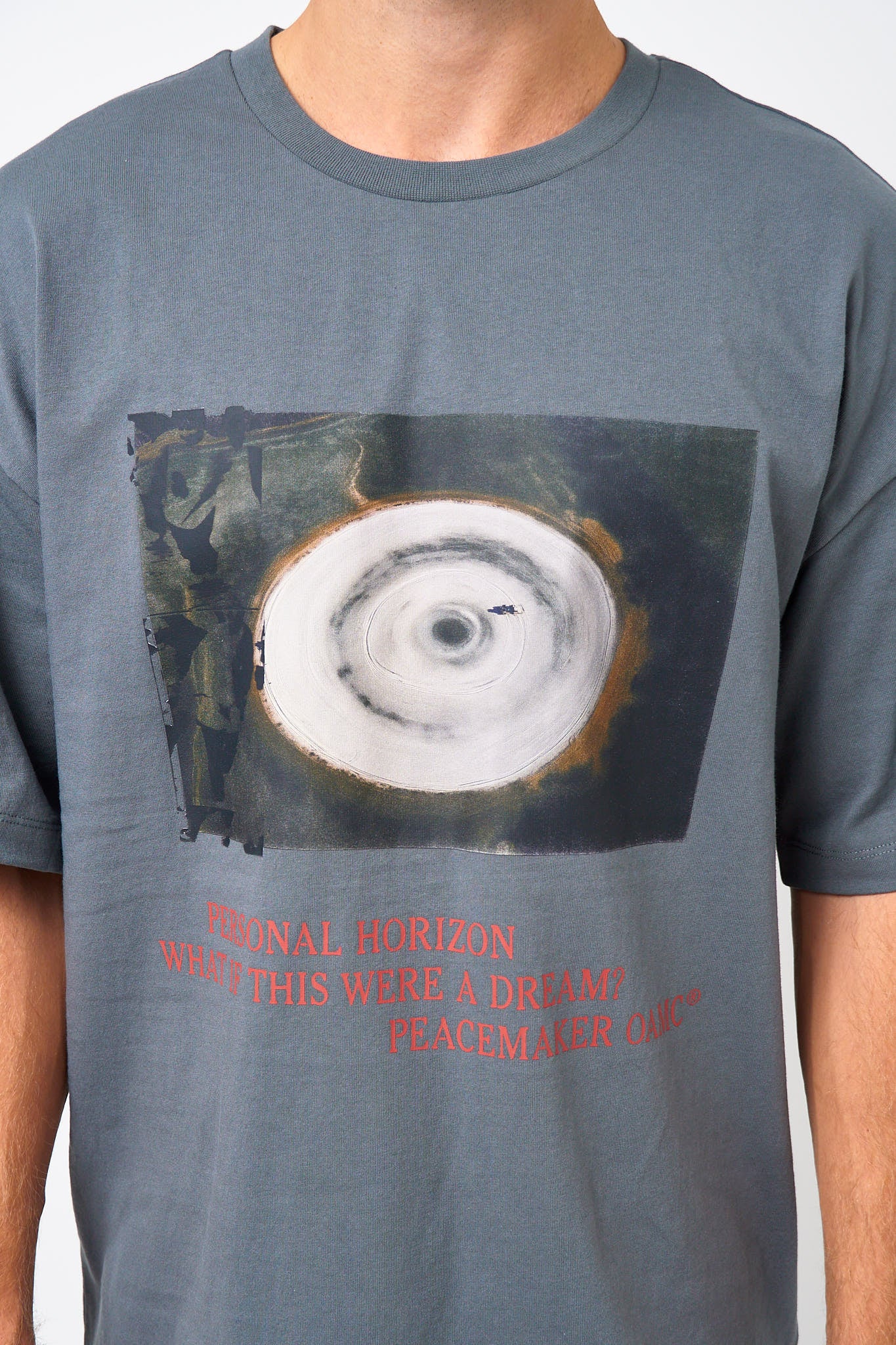 Loose Fit T-Shirt Landscape Print Gray