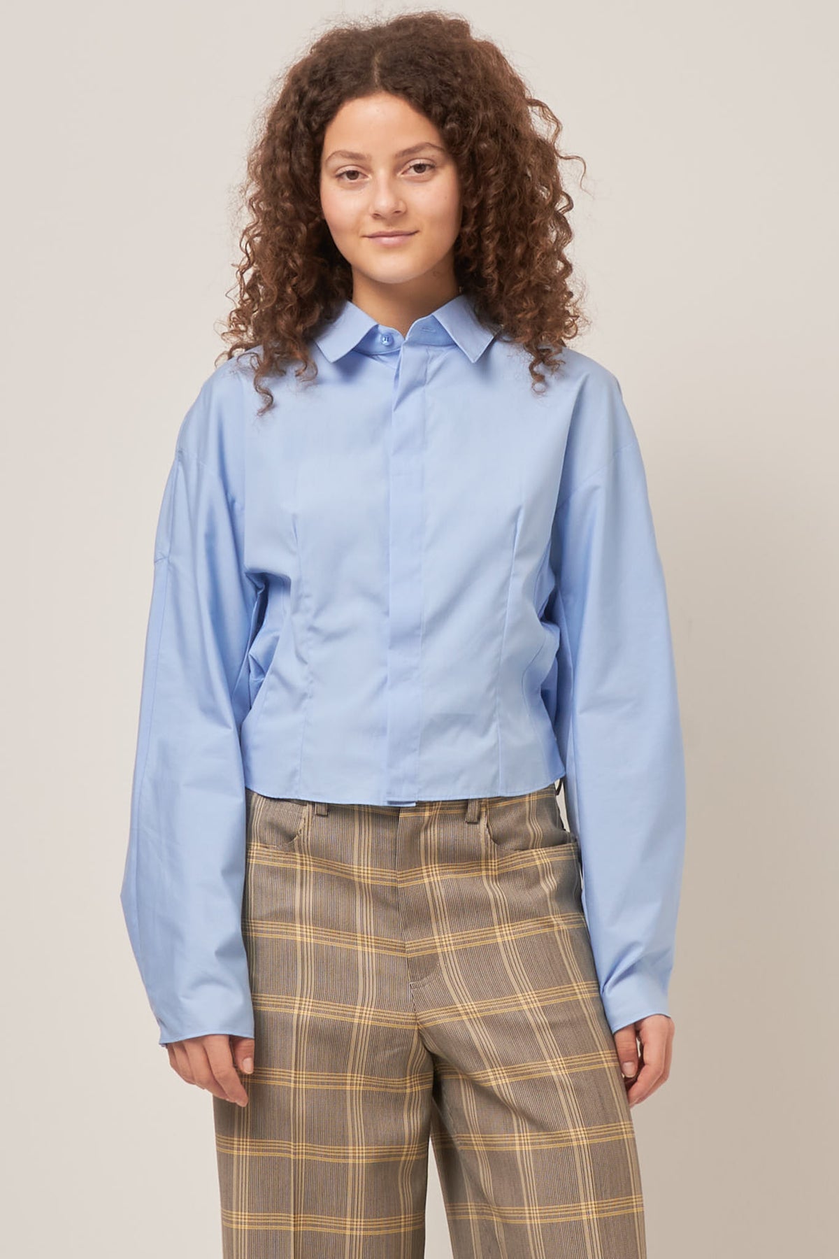 Marni Gathered Back Poplin Shirt Blue