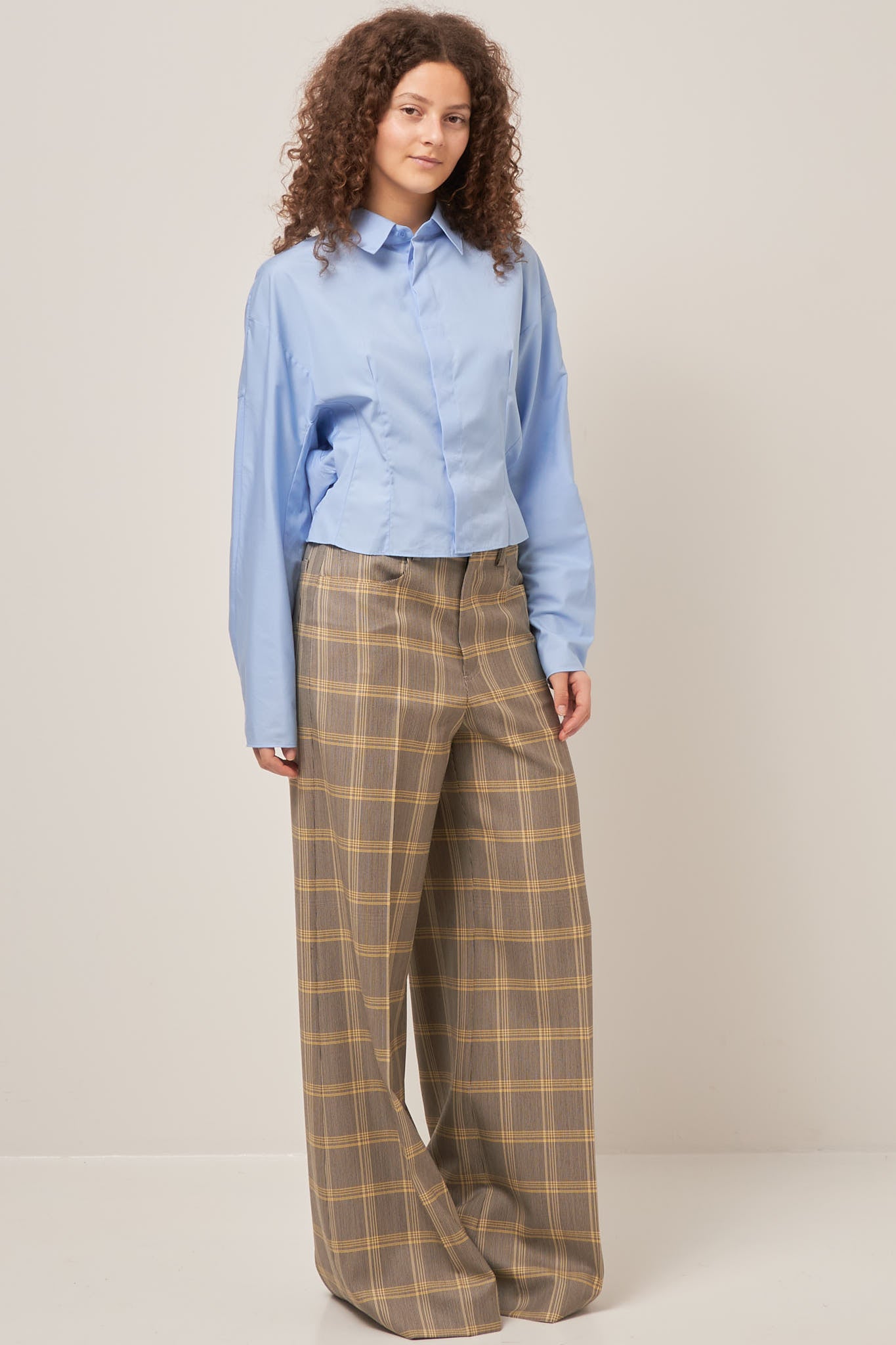 Gathered Back Poplin Shirt Blue