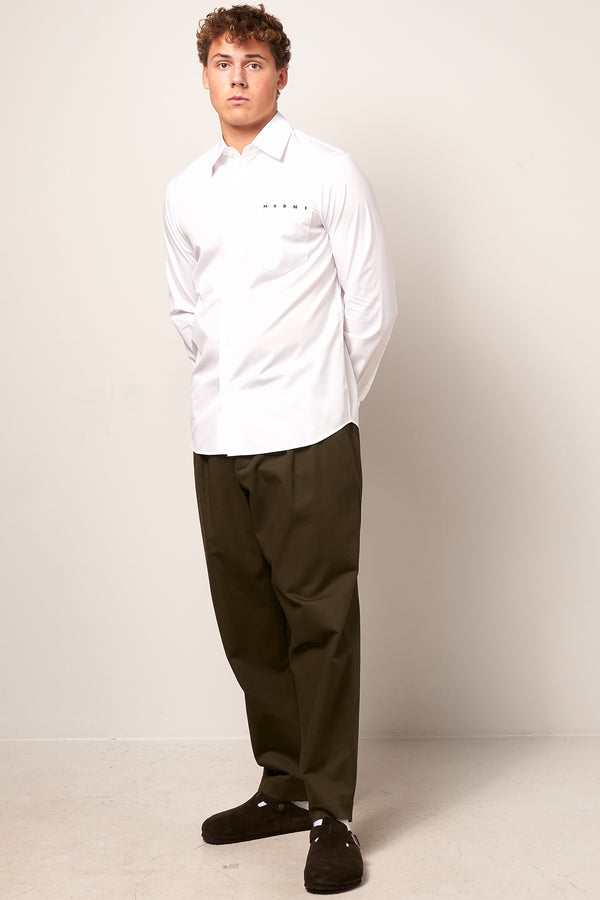 Organic Poplin Logo Shirt White