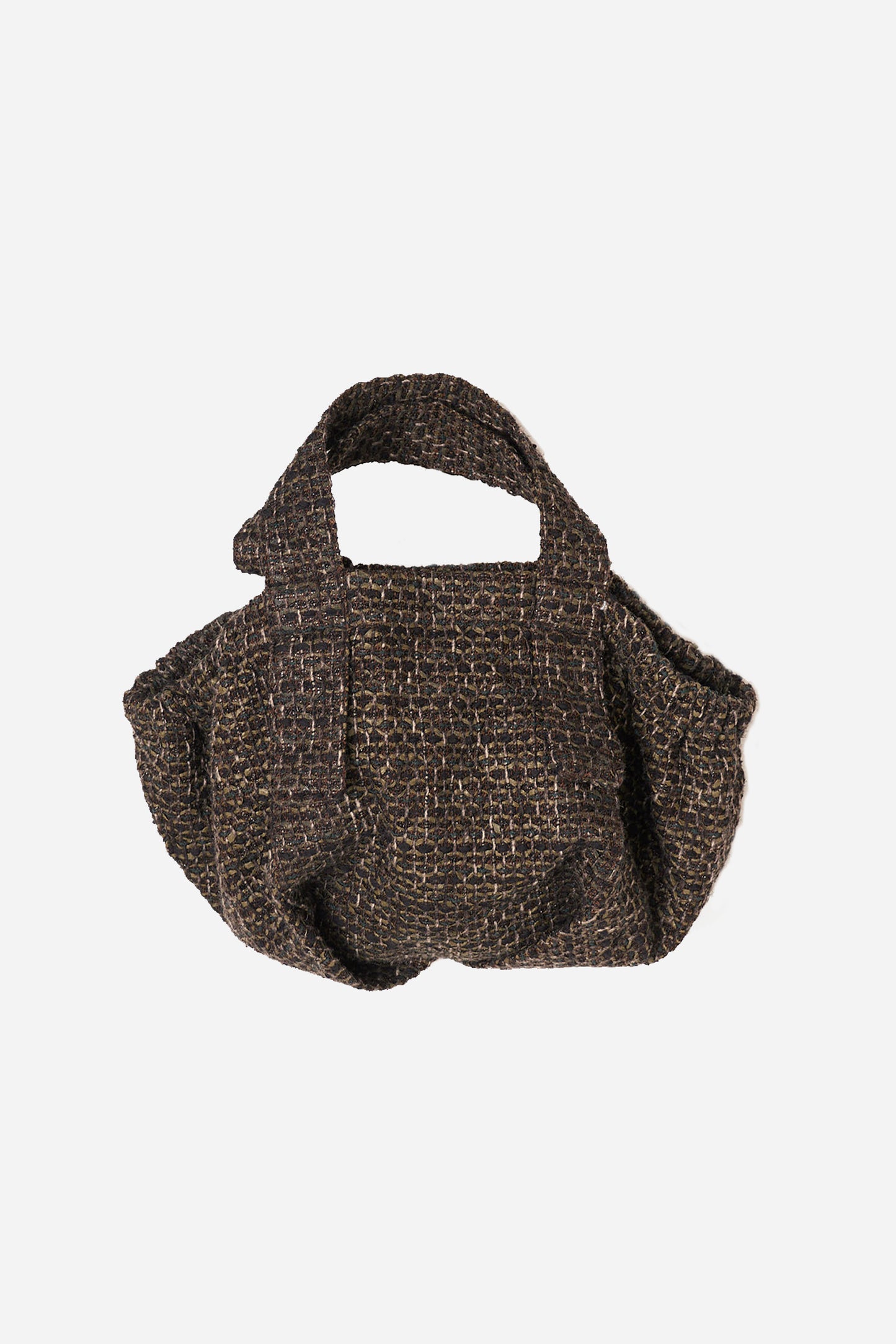 Mini Bouclé Tote Bag Brown/Green