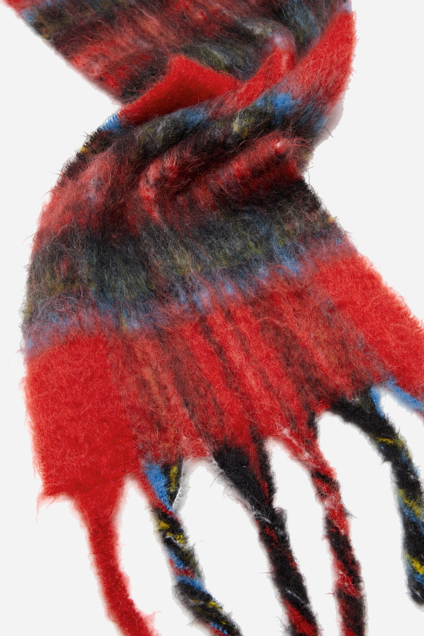 Mohair Check Scarf Red/Blue