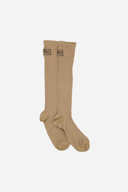 Numeric Ribbed Socks Taupe