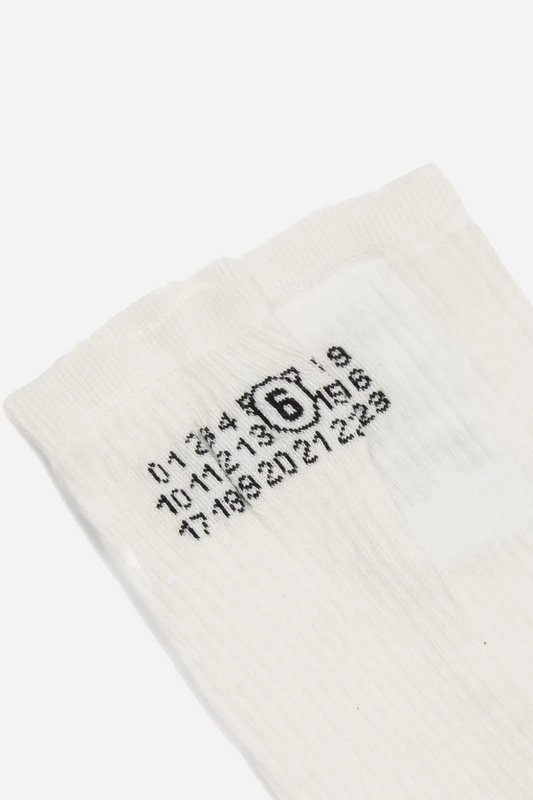 Numeric Ribbed Socks White