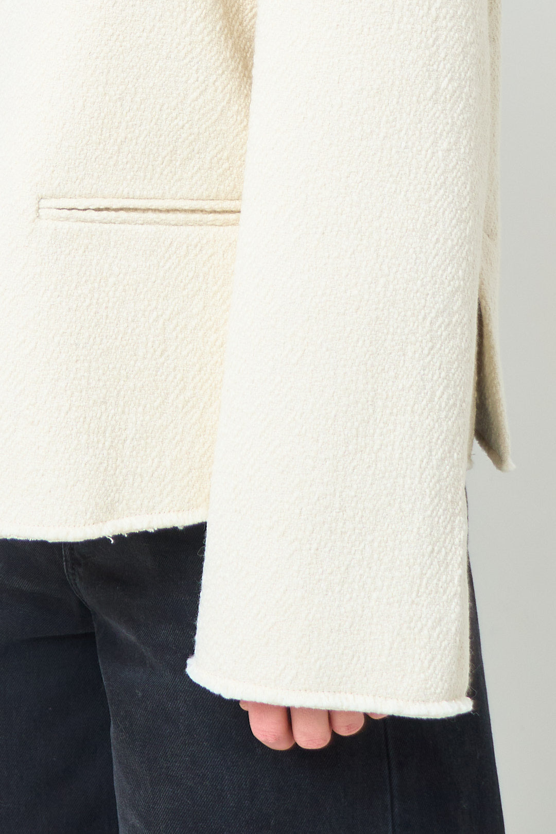 Open Front Bouclé Blazer Off-White