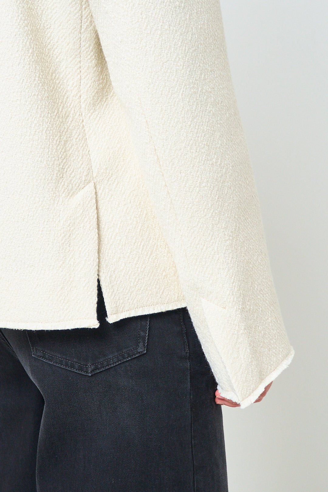 Open Front Bouclé Blazer Off-White