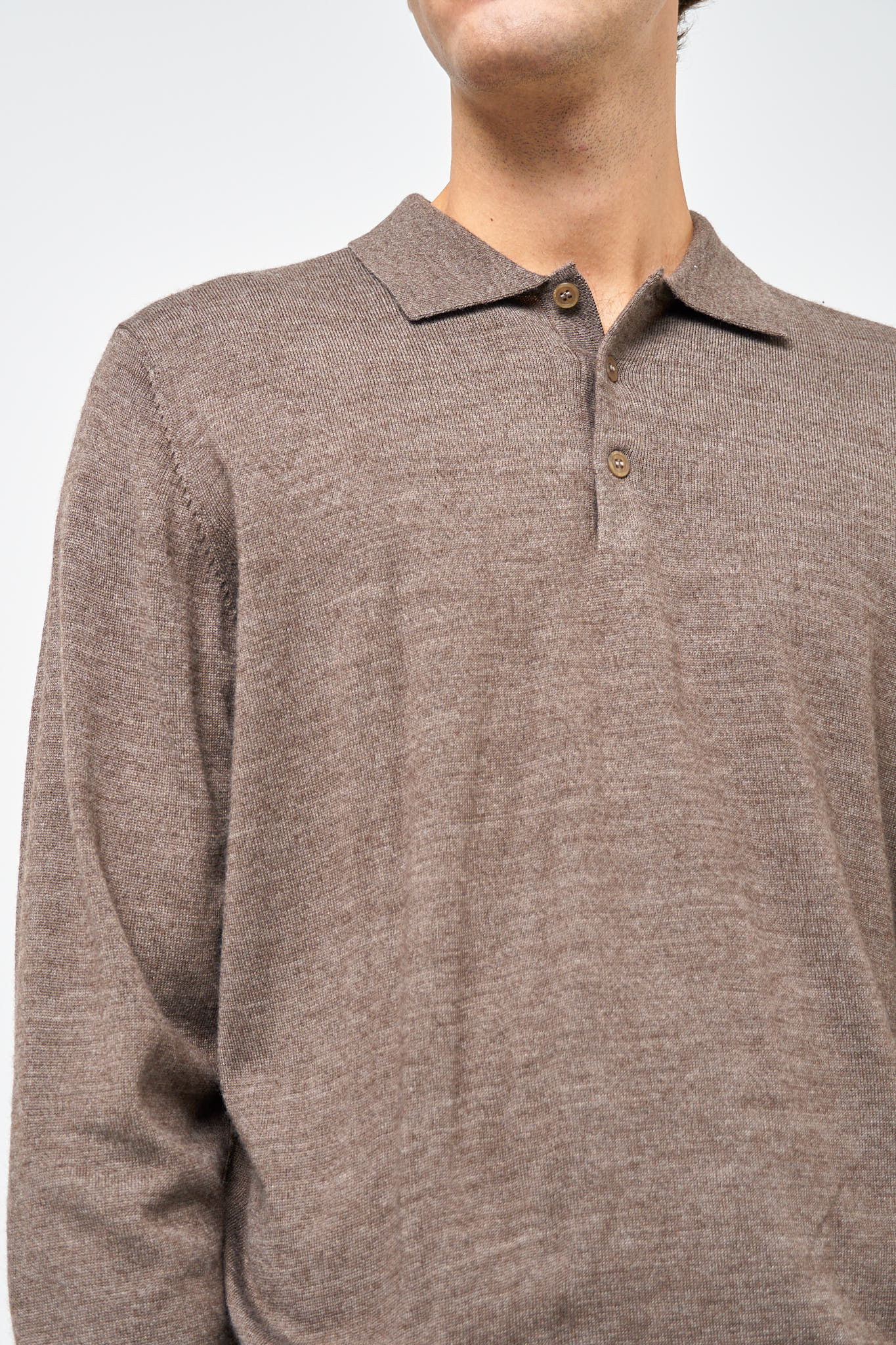 Otto Merino Polo Brown Melange