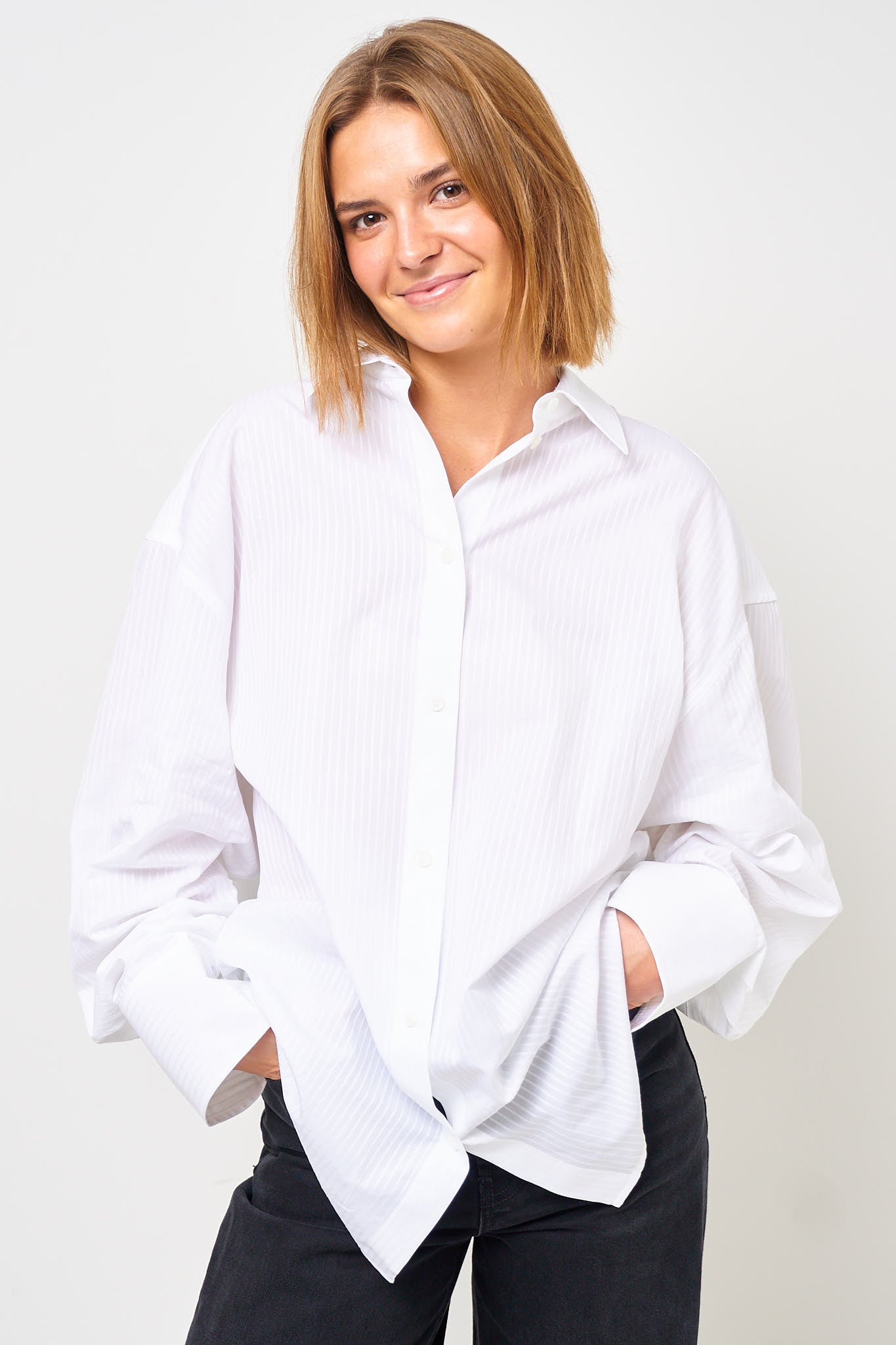 Oversized Striped Shirt White