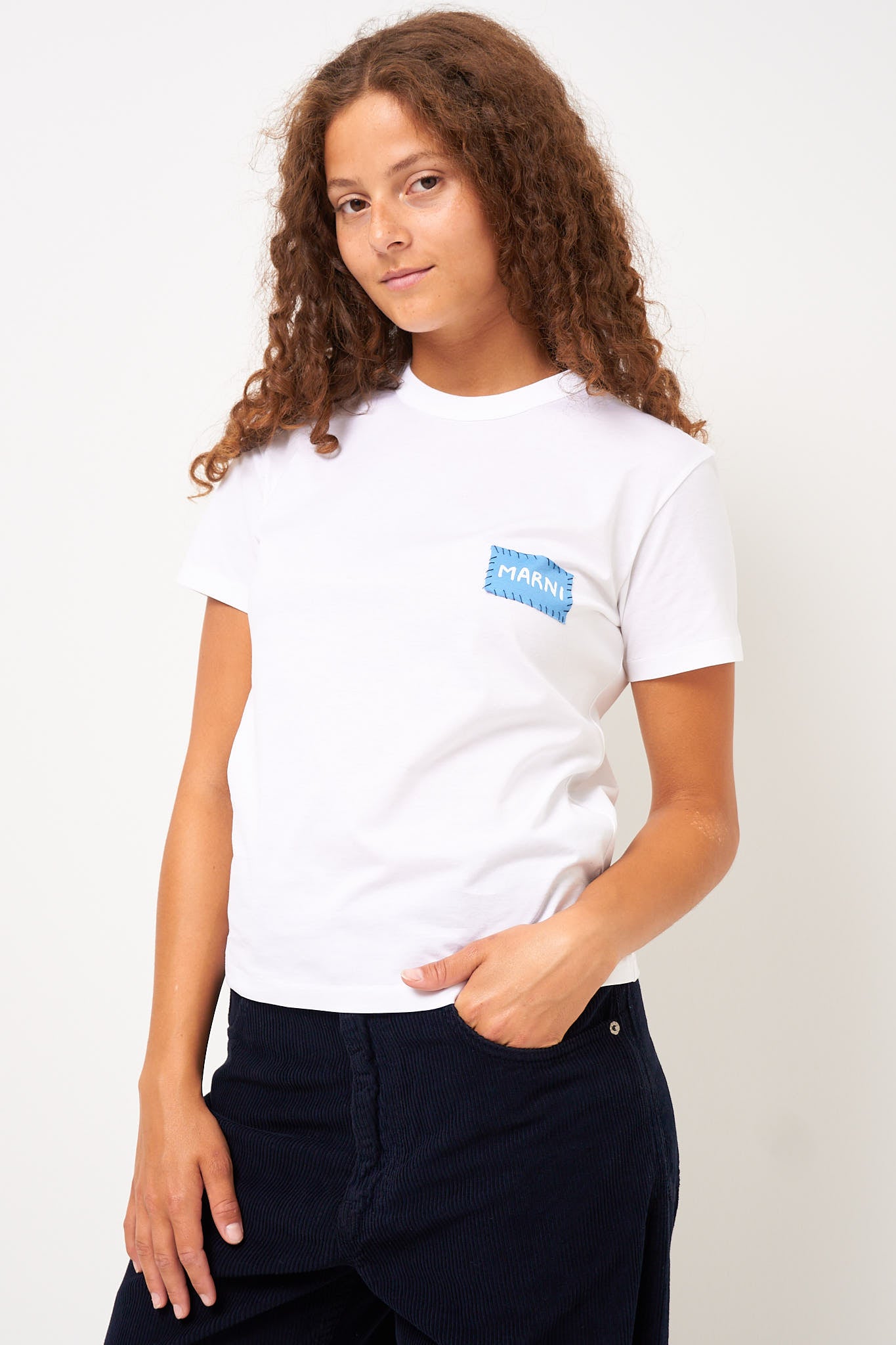 Patch T-Shirt Lily White/Sky Blue