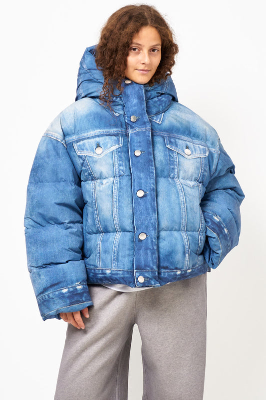 Puffer Down Jacket Denim Blue