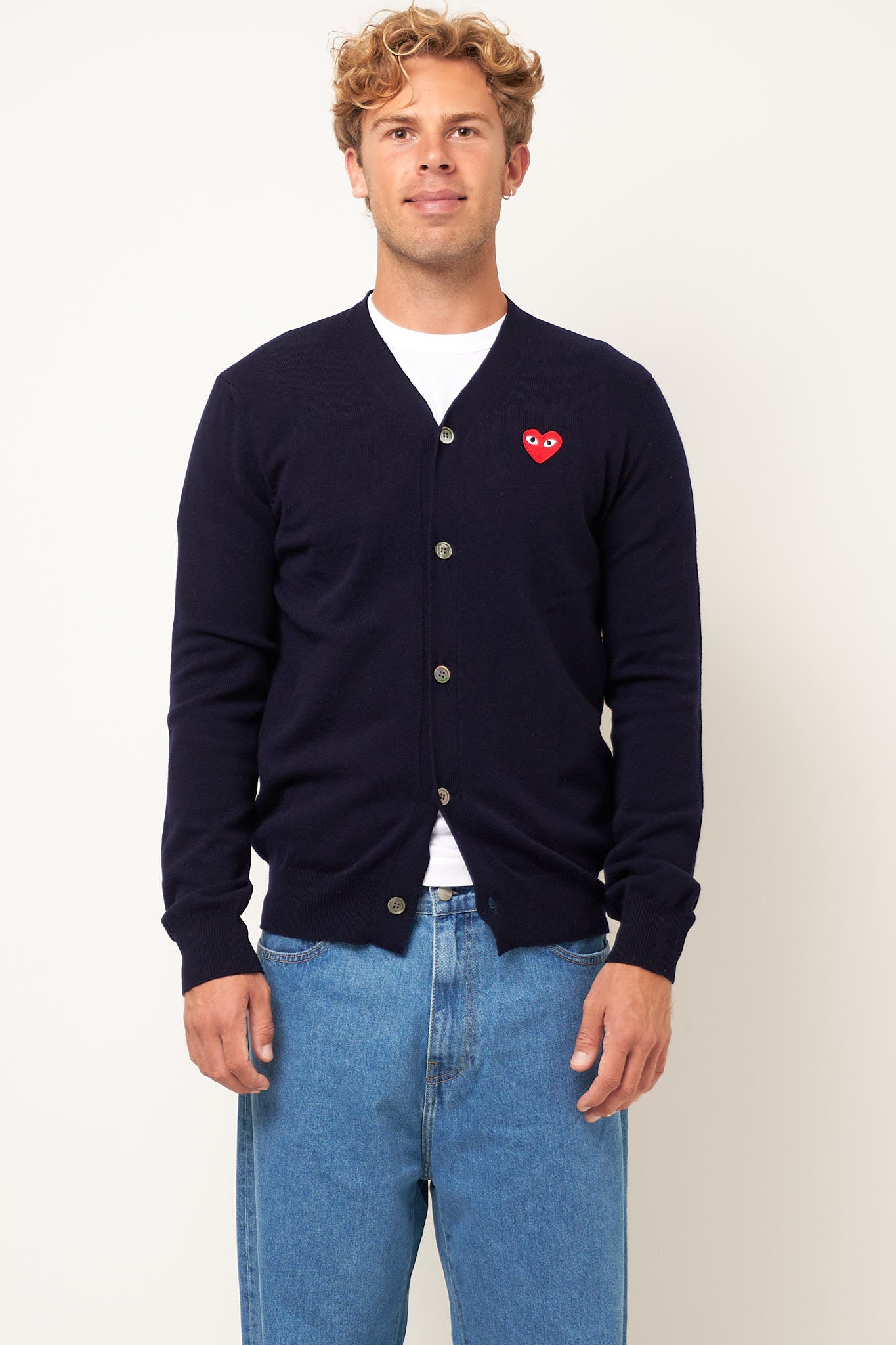 Comme des Garçons Play Red Heart Cardigan Navy – STRØM