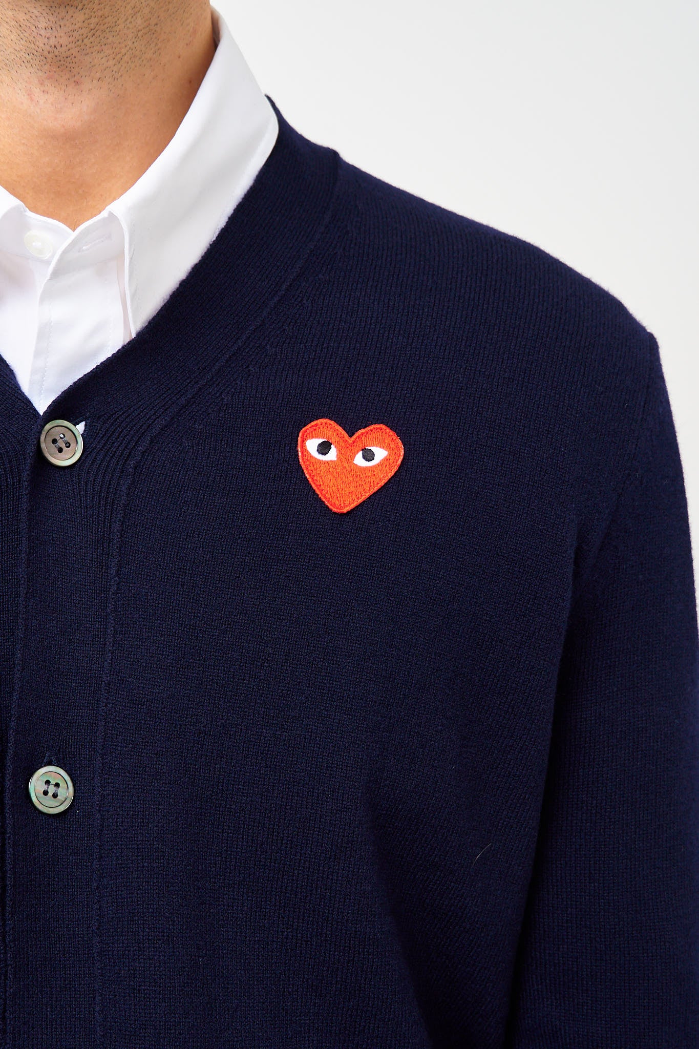 PLAY COMME des GARCONS ネイビー カーディガン Womens Comme Des Garcons Play Knit Navy Cardigan