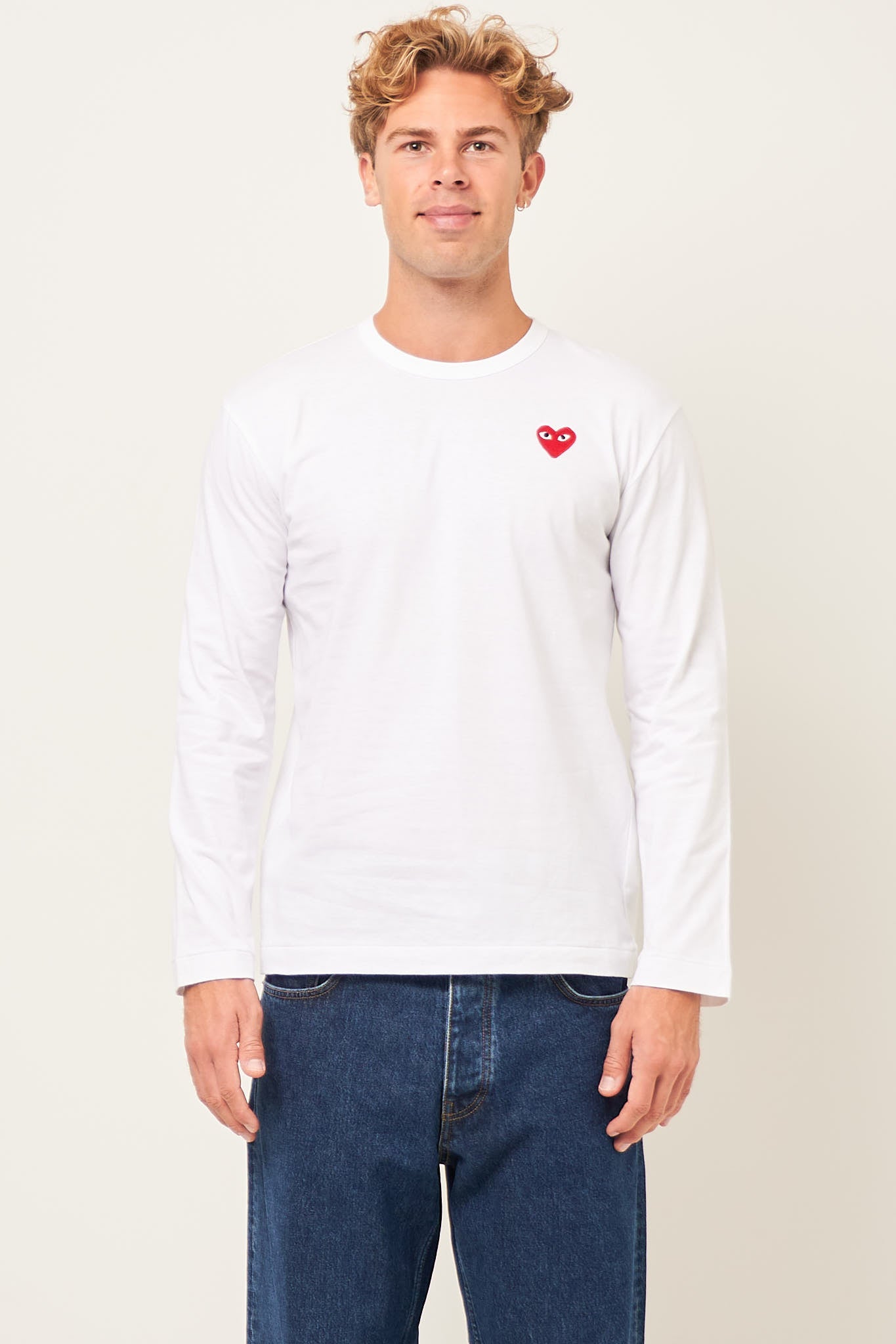 Comme des Garçons Play Red Heart LS T-shirt White – STRØM