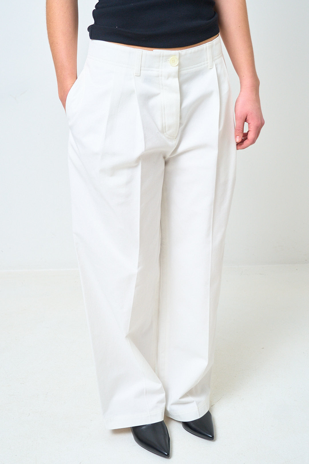 Relaxed Twill Trousers White