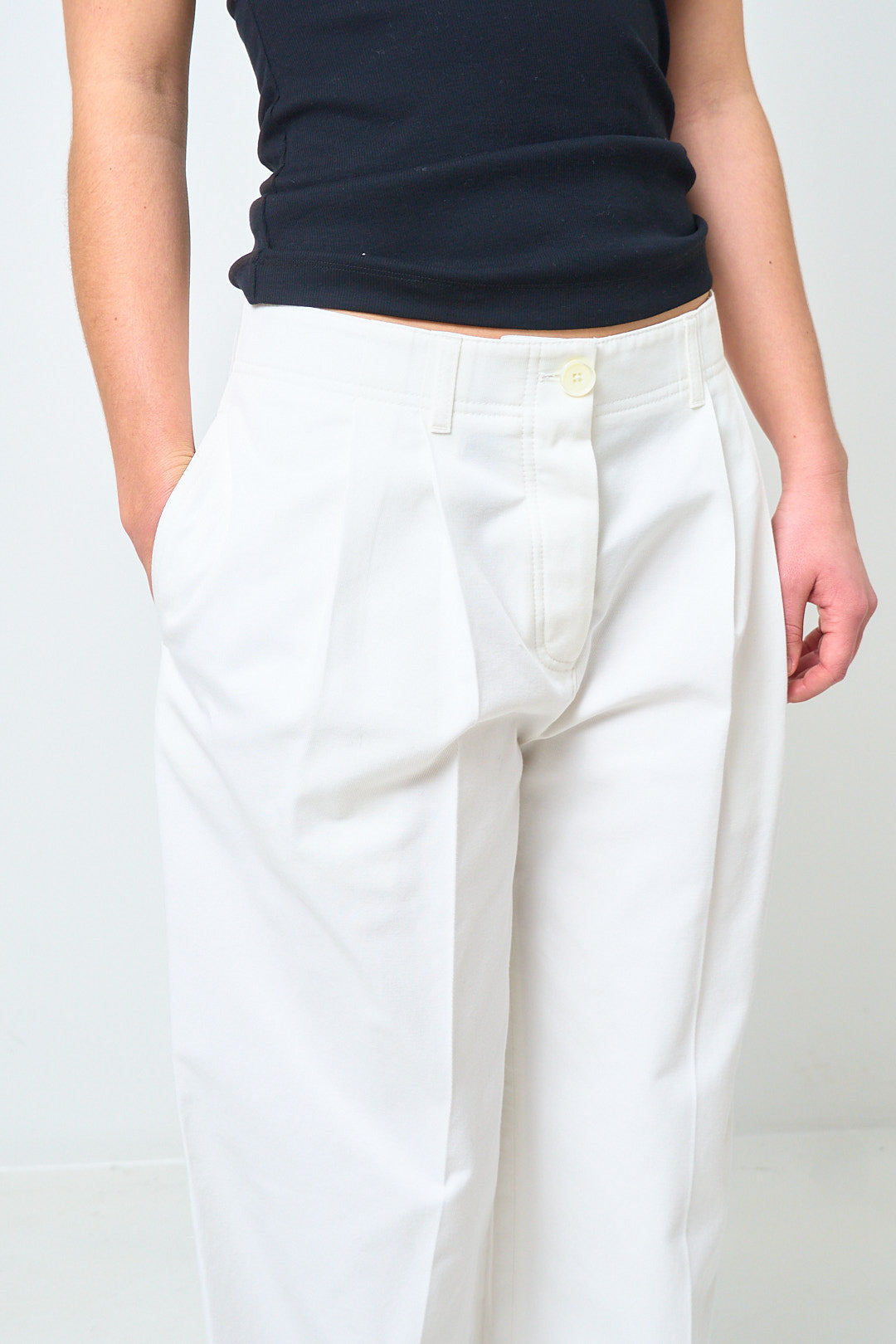 Relaxed Twill Trousers White