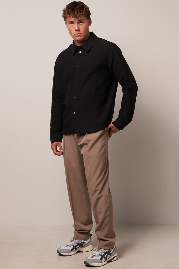 Hammered Linen Shirt Black
