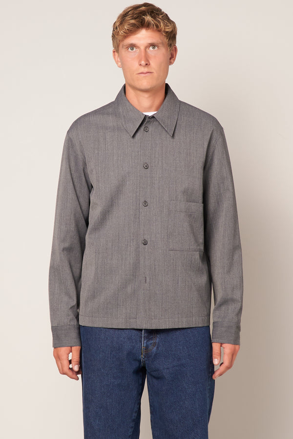 Lined Wool Overshirt Grey Melange