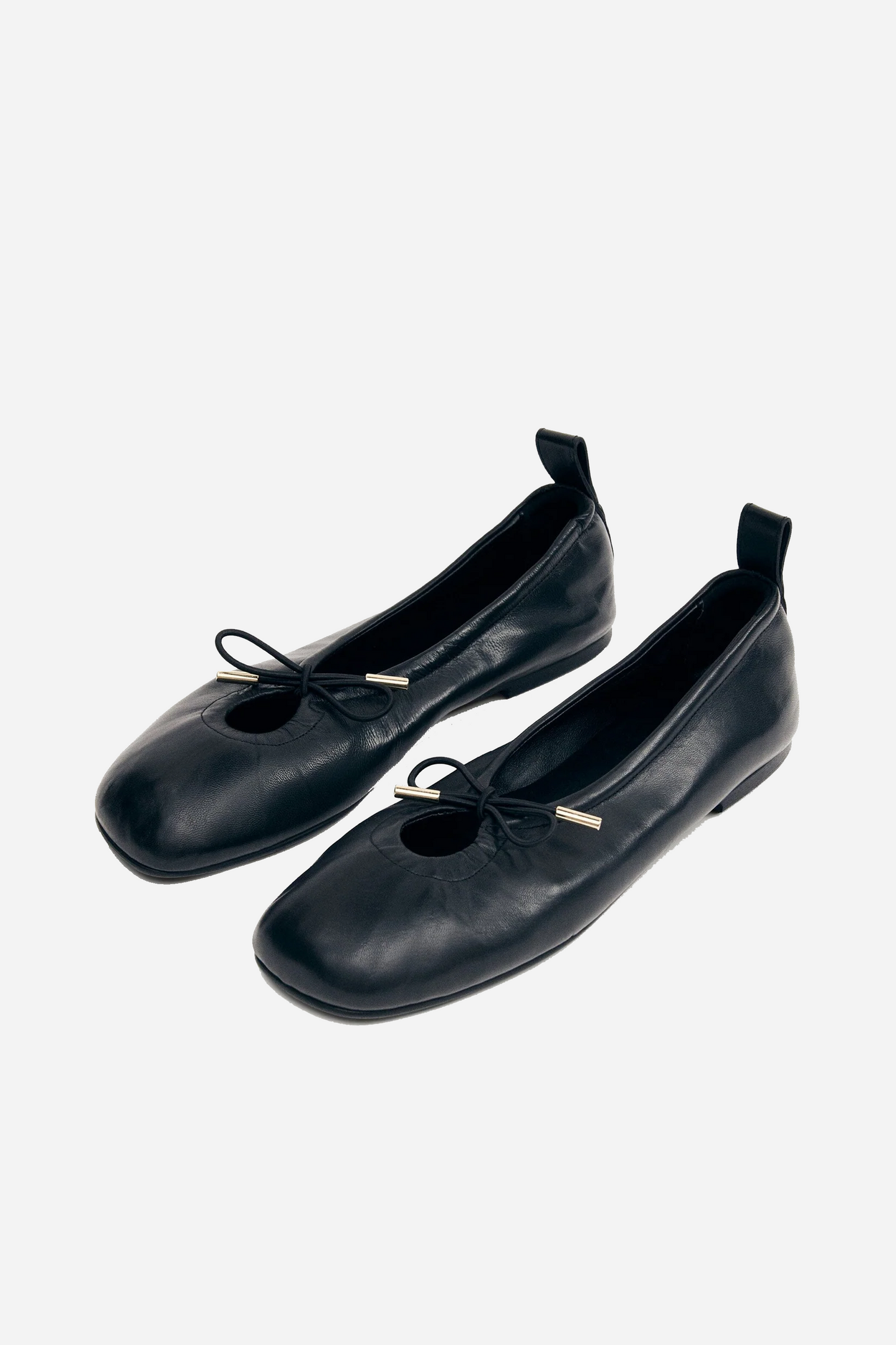 Rosalind Black Leather Ballet Flats