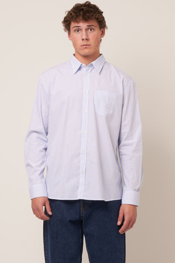 Brook Shirt White/Light Blue Stripe