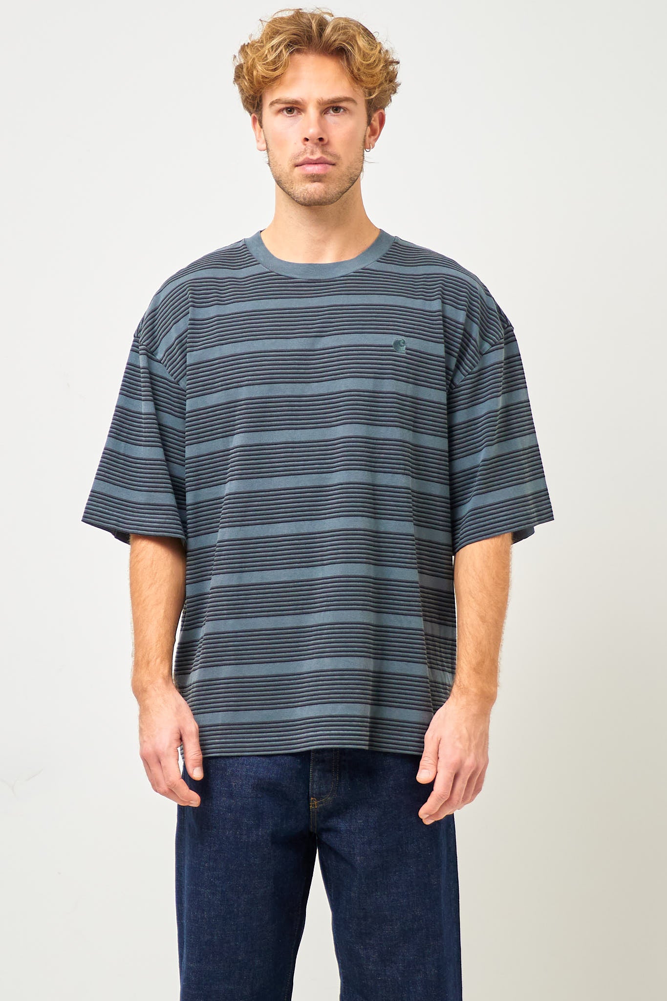 S/S Hanson T-Shirt Hanson Stripe/Kale Green