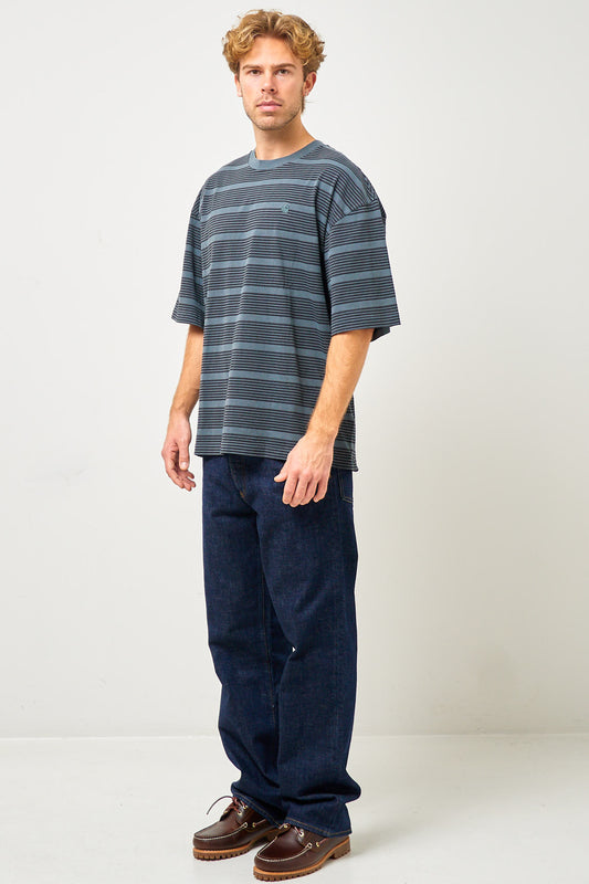 S/S Hanson T-Shirt Hanson Stripe/Kale Green