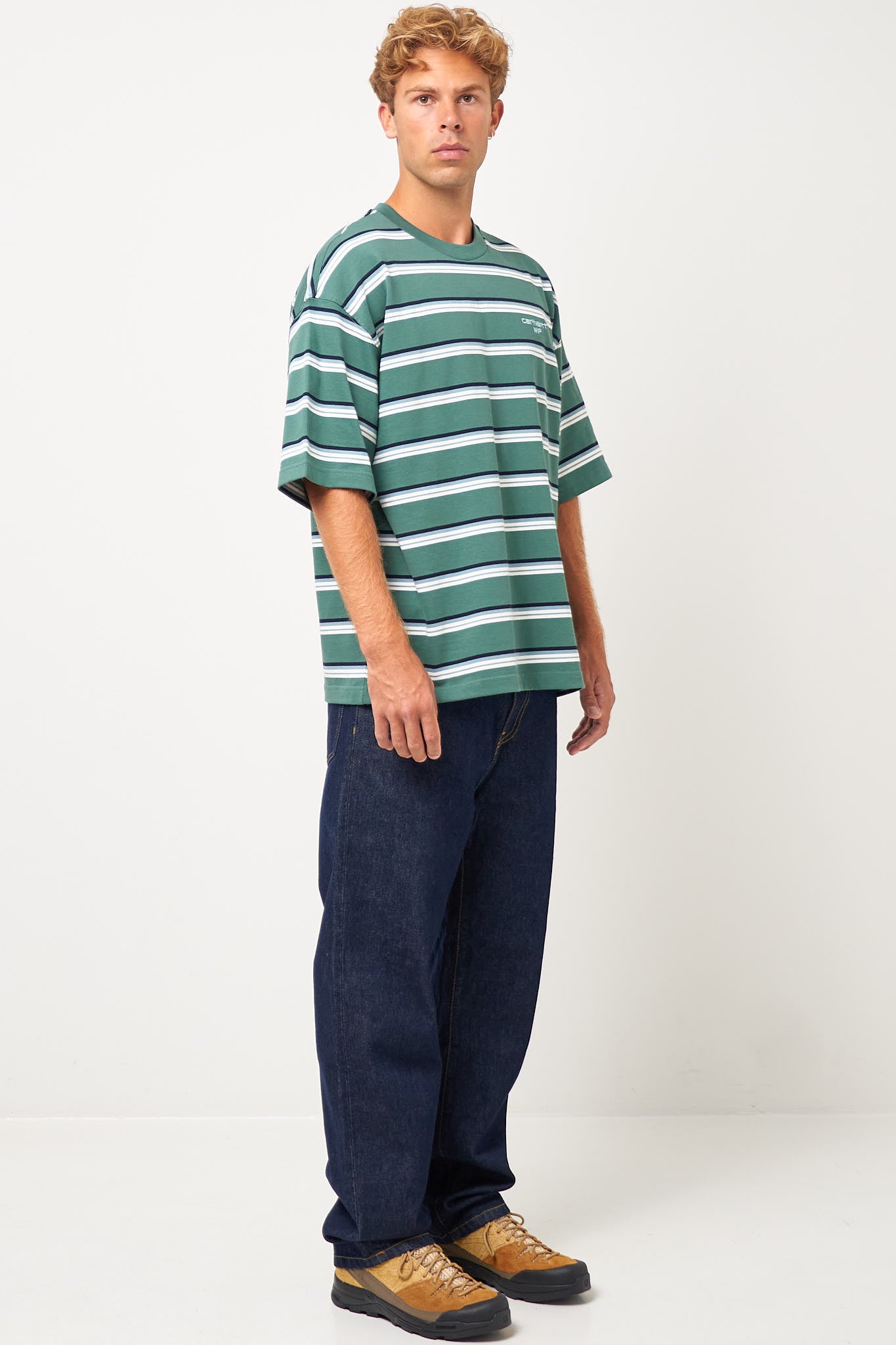S/S Holm T-Shirt Holm Stripe/Silver Pine