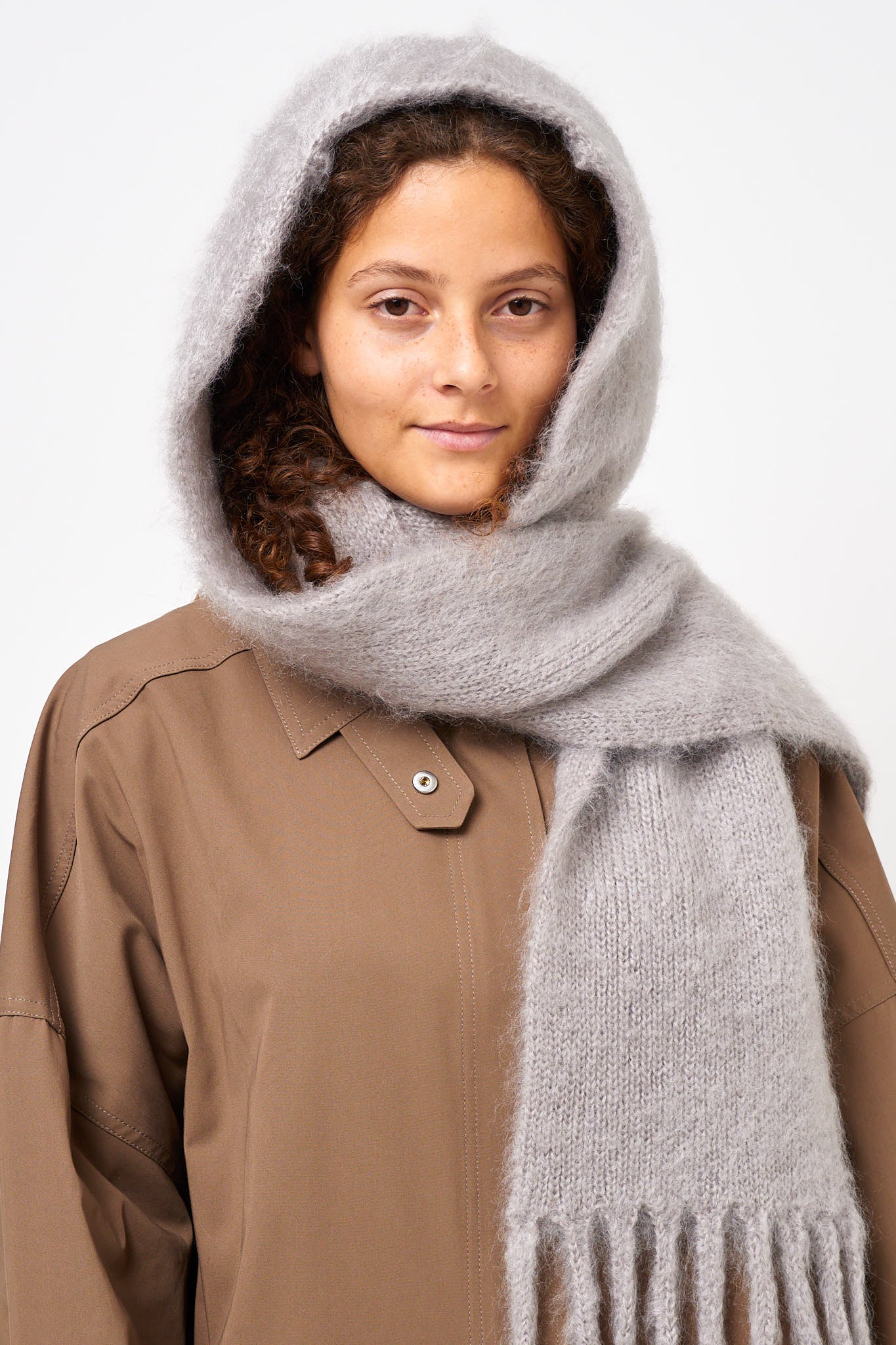 Scarf With Hood Grey