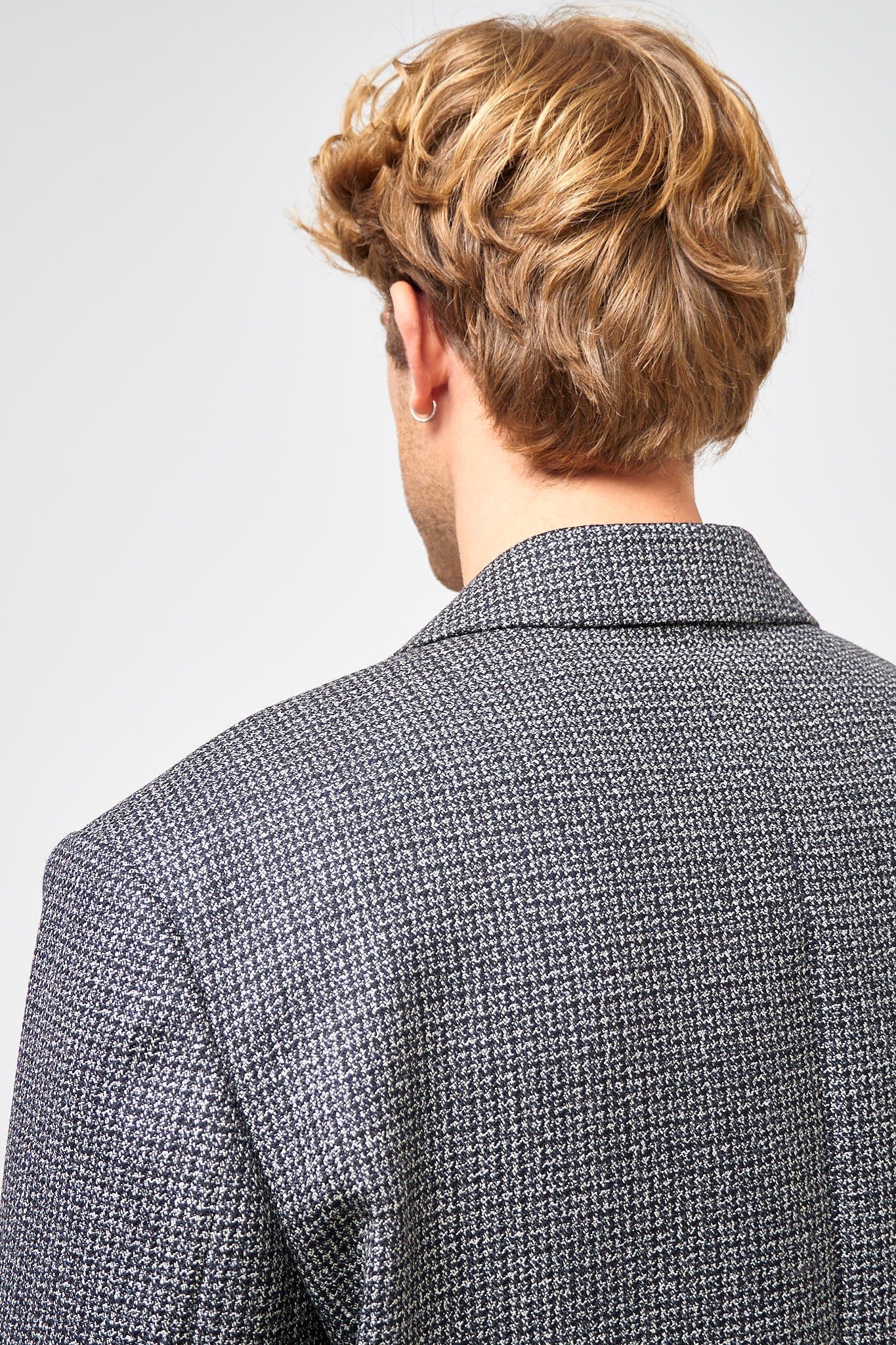 Single-Breasted Wool Overcoat Black/White