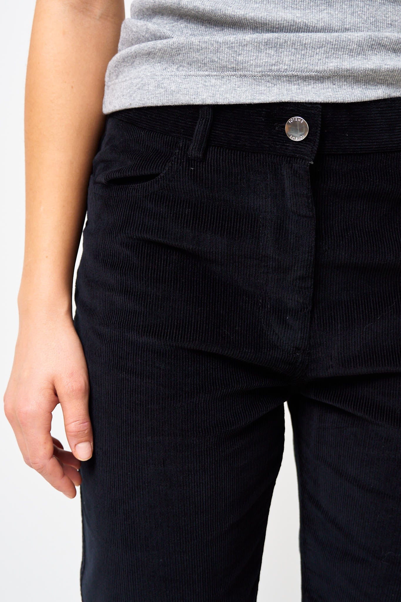 Straight Cord Trousers Black