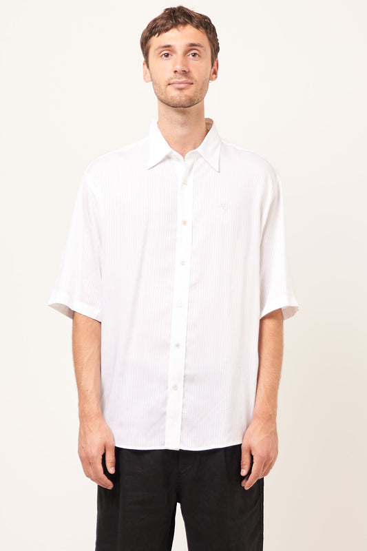 Stripe Button-Up Shirt White