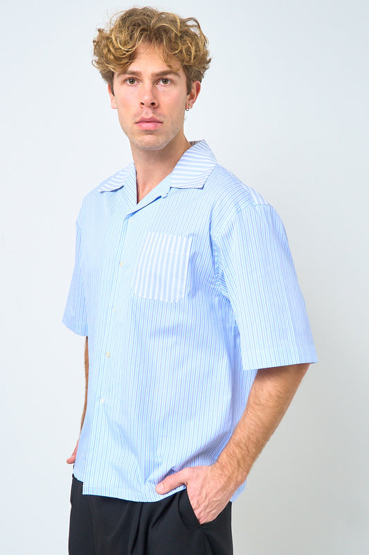 Striped Poplin Shirt Light Blue