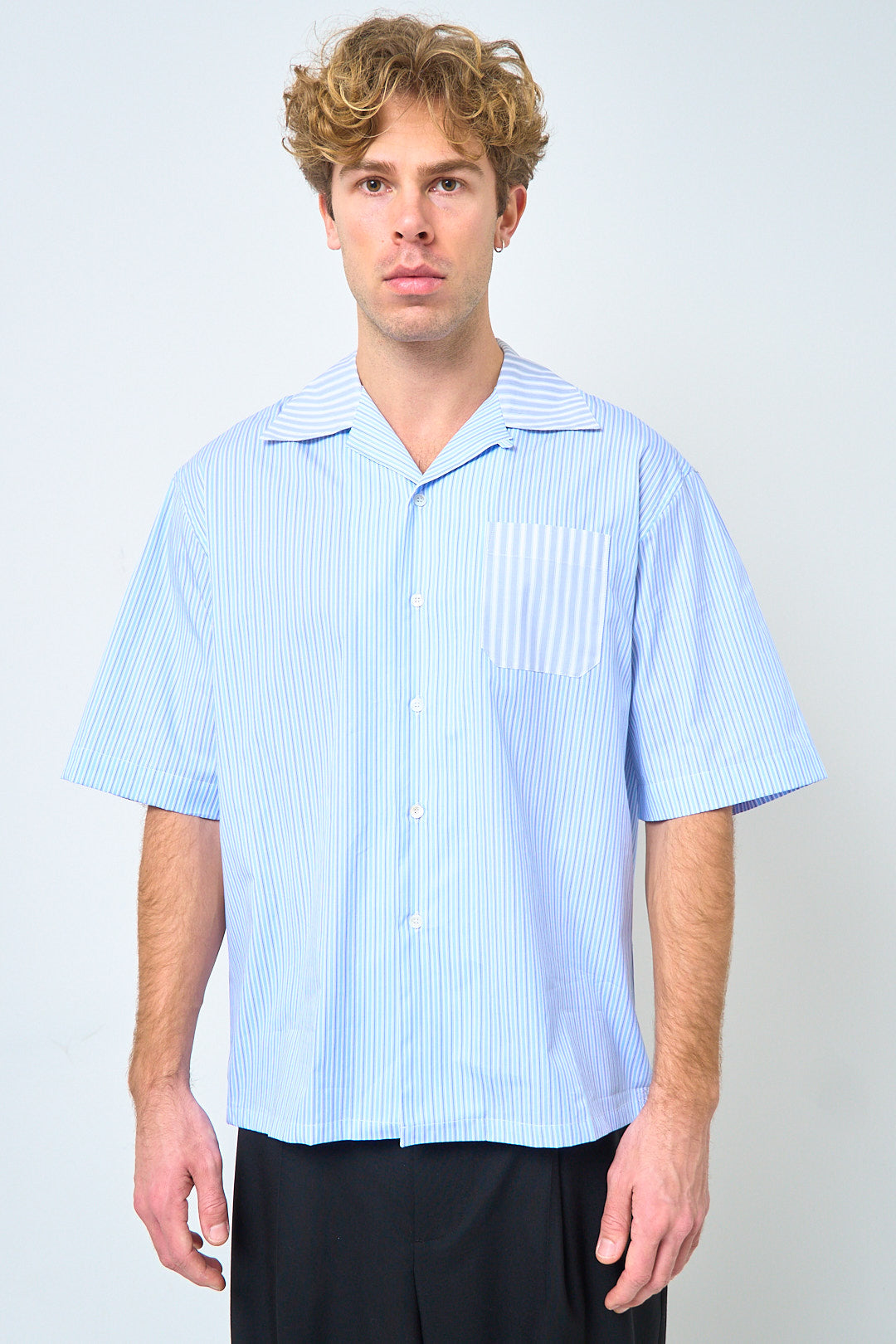 Striped Poplin Shirt Light Blue