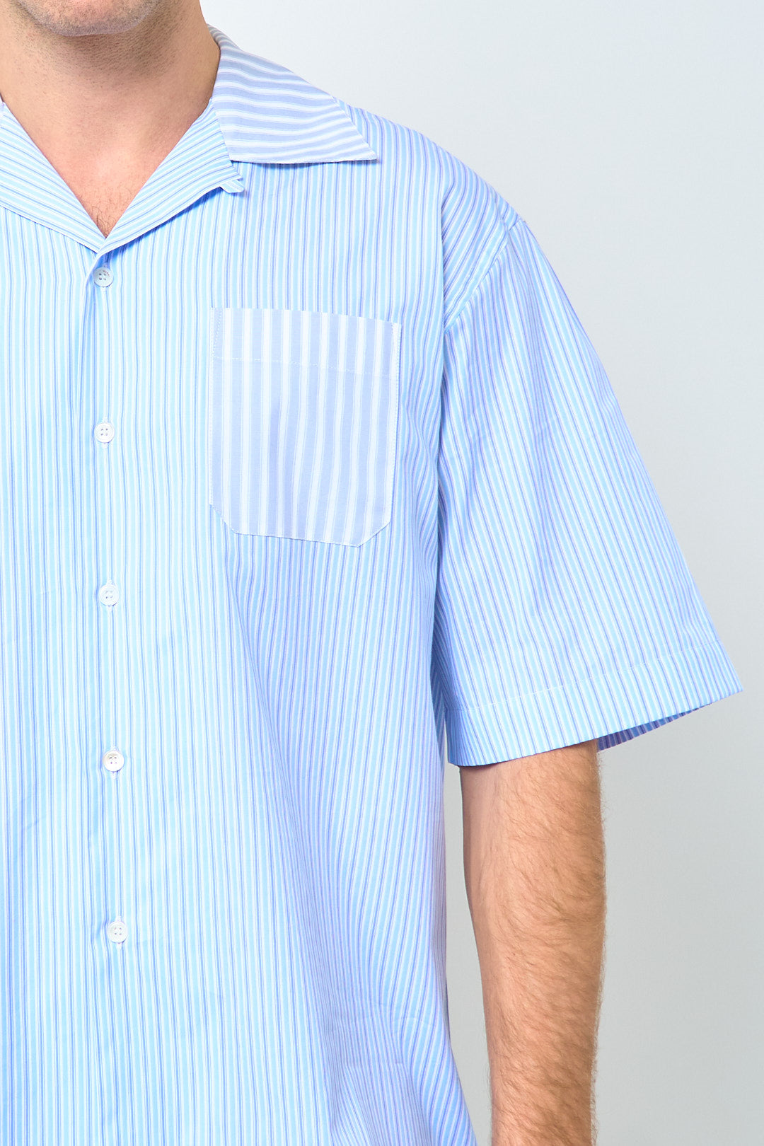 Striped Poplin Shirt Light Blue