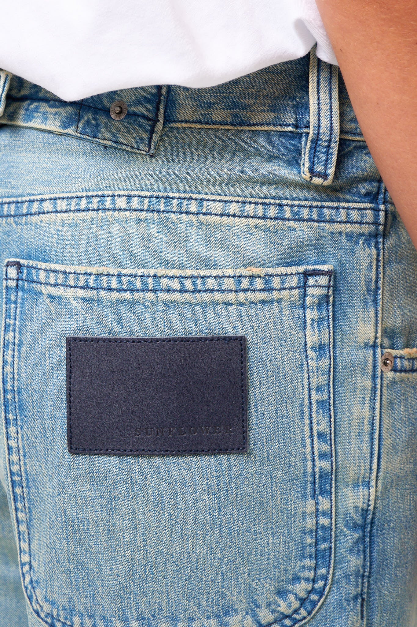 Super Wide Cinch Jeans Mid Blue Vintage