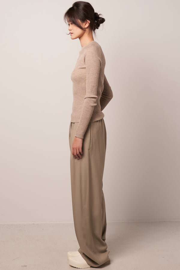 Ribbed Merino Top Smoke