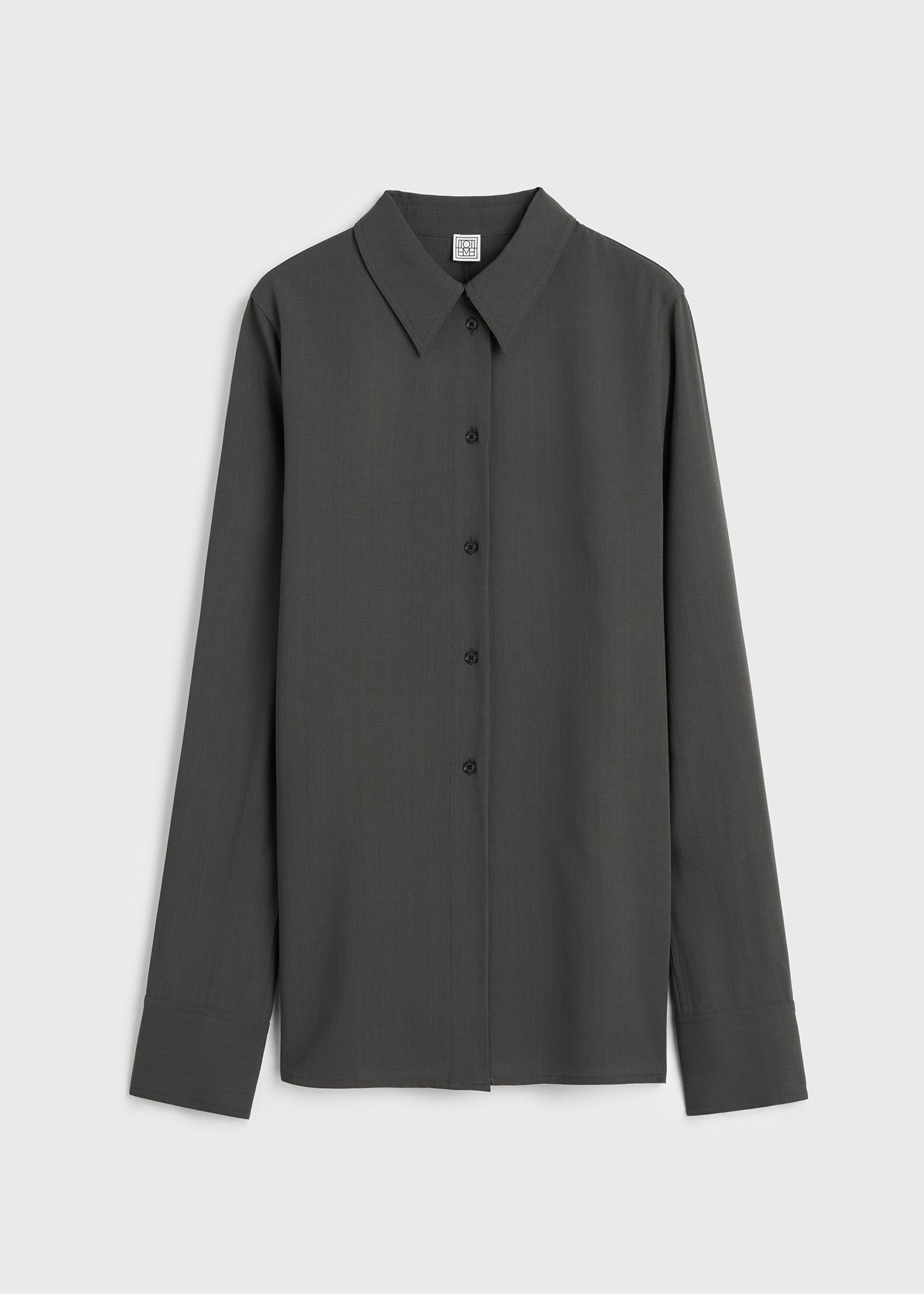TOTEME Lightweight Wool Shirt Washed Black — Skjorter