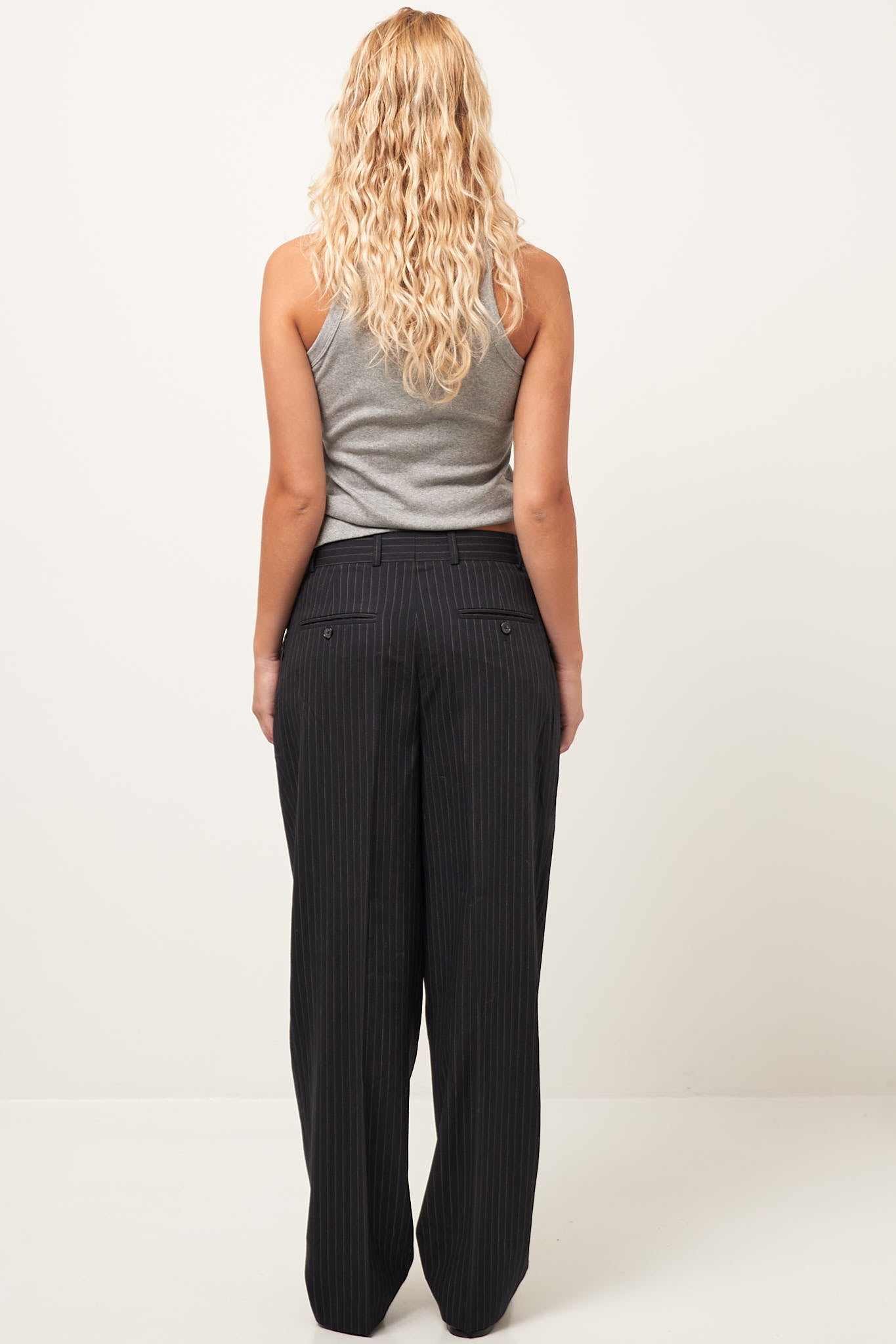 Tailored Pinstriped Trousers Navy