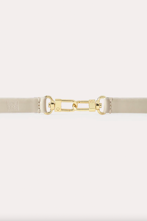 Double Clasp Leather Belt Ivory