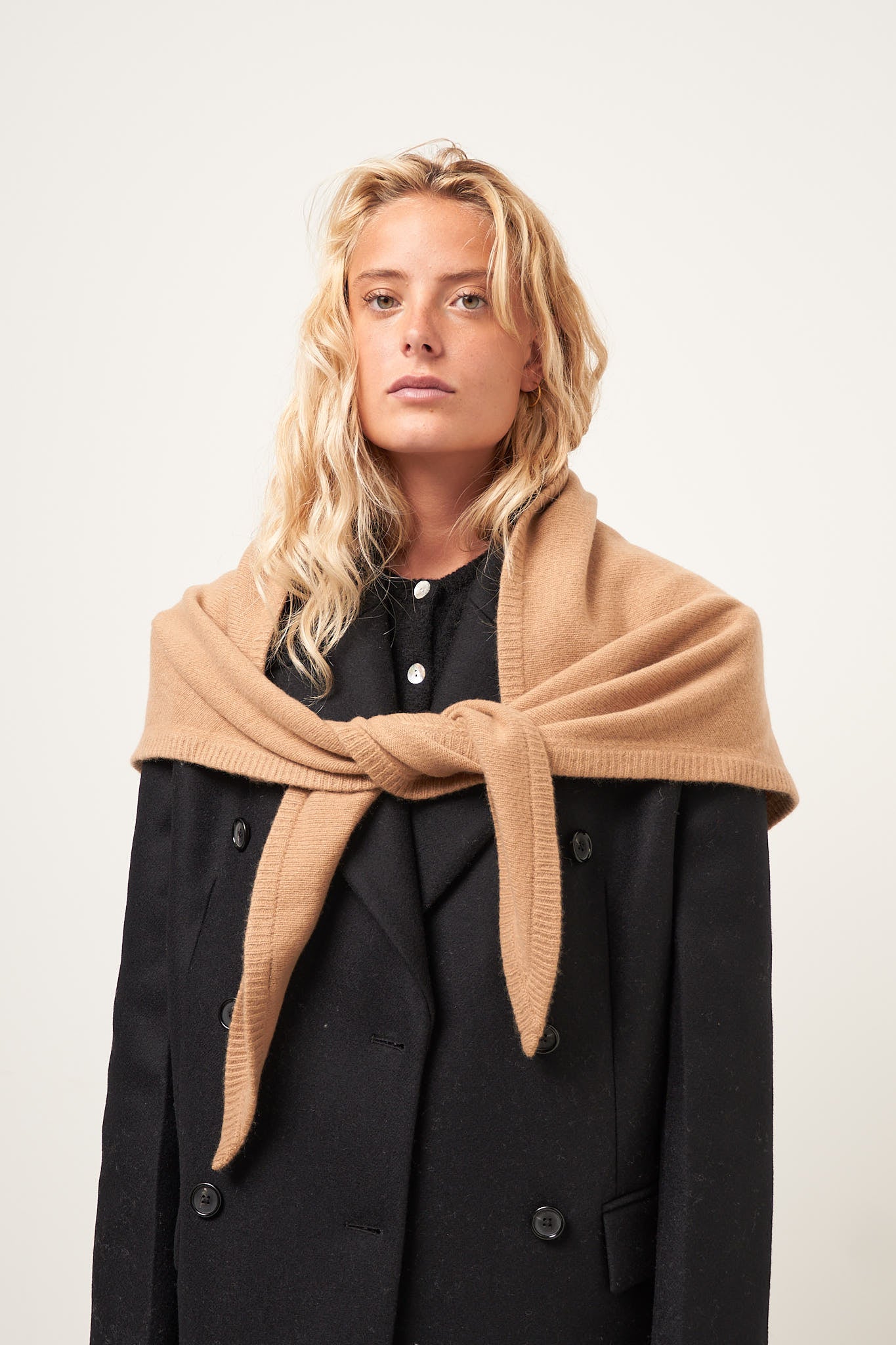 Triangle Wool Cashmere Scarf Camel