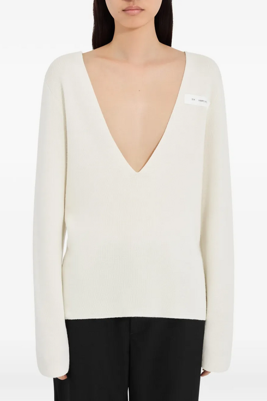 V-Neck Wool Sweater Off-White
