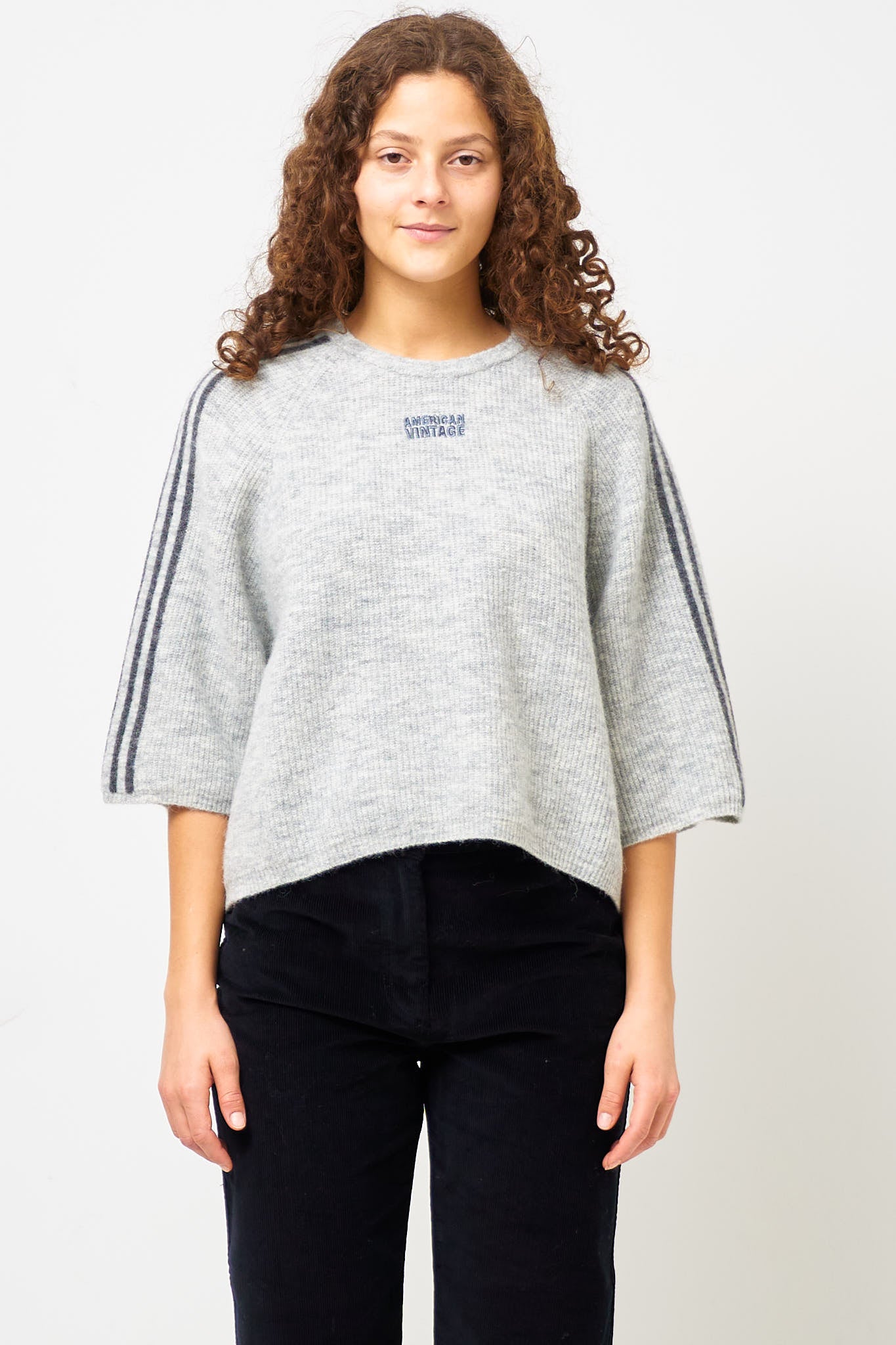 Vitow S/S Sweater Light Gray Melange