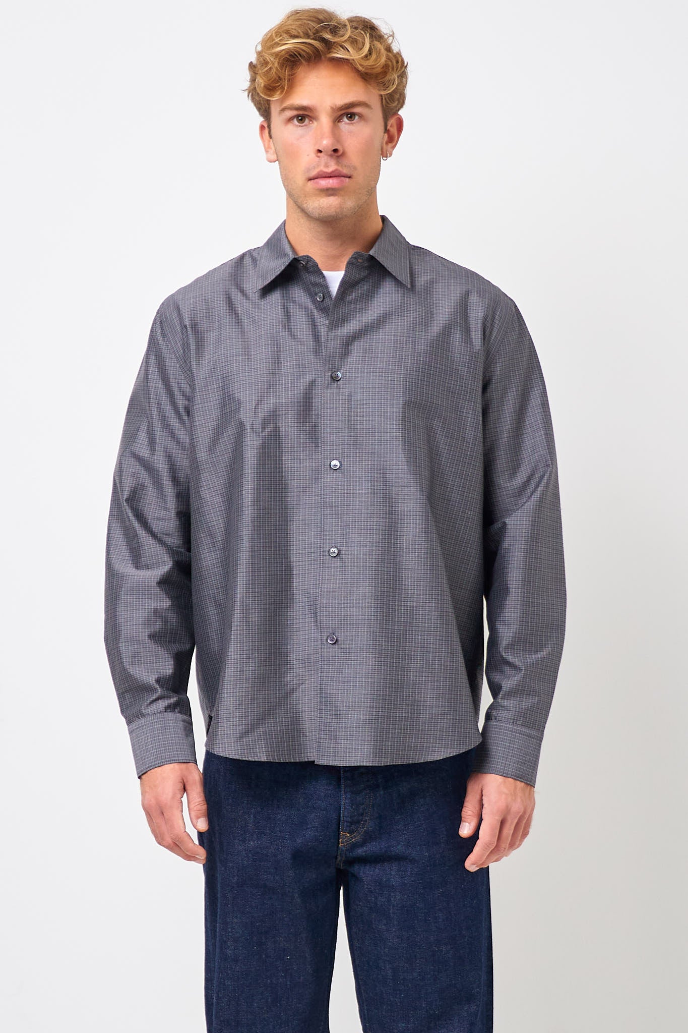 Volume Shirt Grid Charcoal