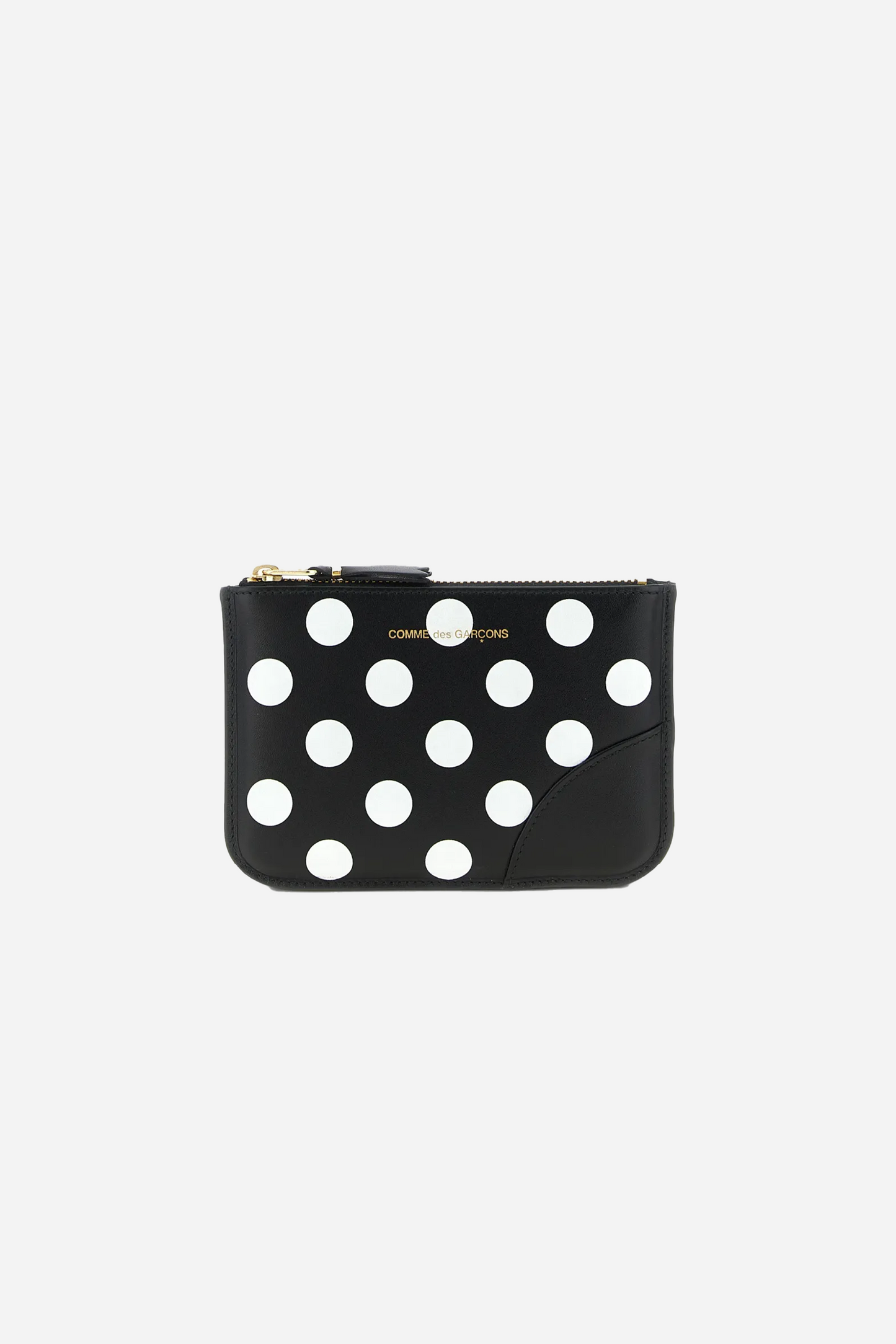 Wallet Polka Dot Printed Zip Pouch Black Medium