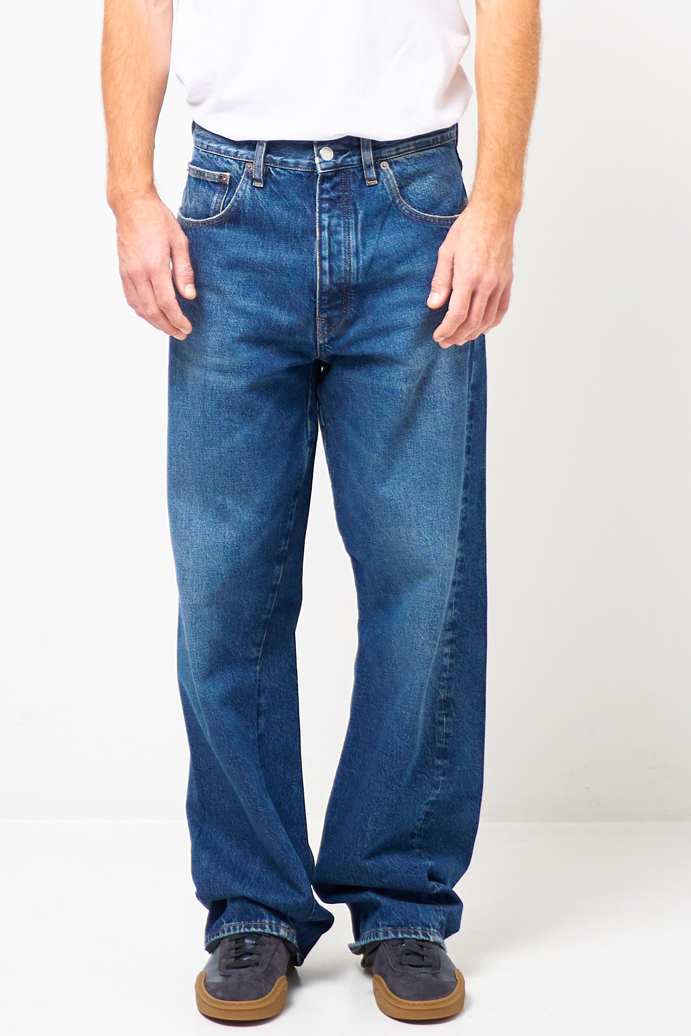 Wide Twist Jeans Dark Blue Worn