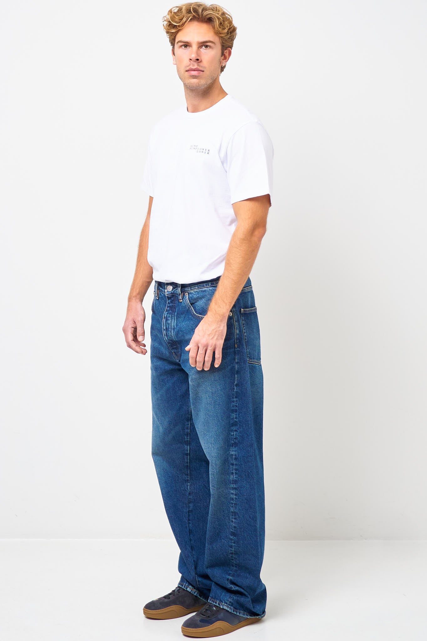 Wide Twist Jeans Dark Blue Worn