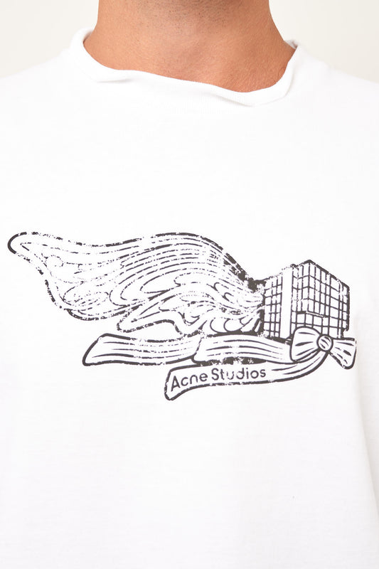 Wing Print Long Sleeve T-Shirt Optic White