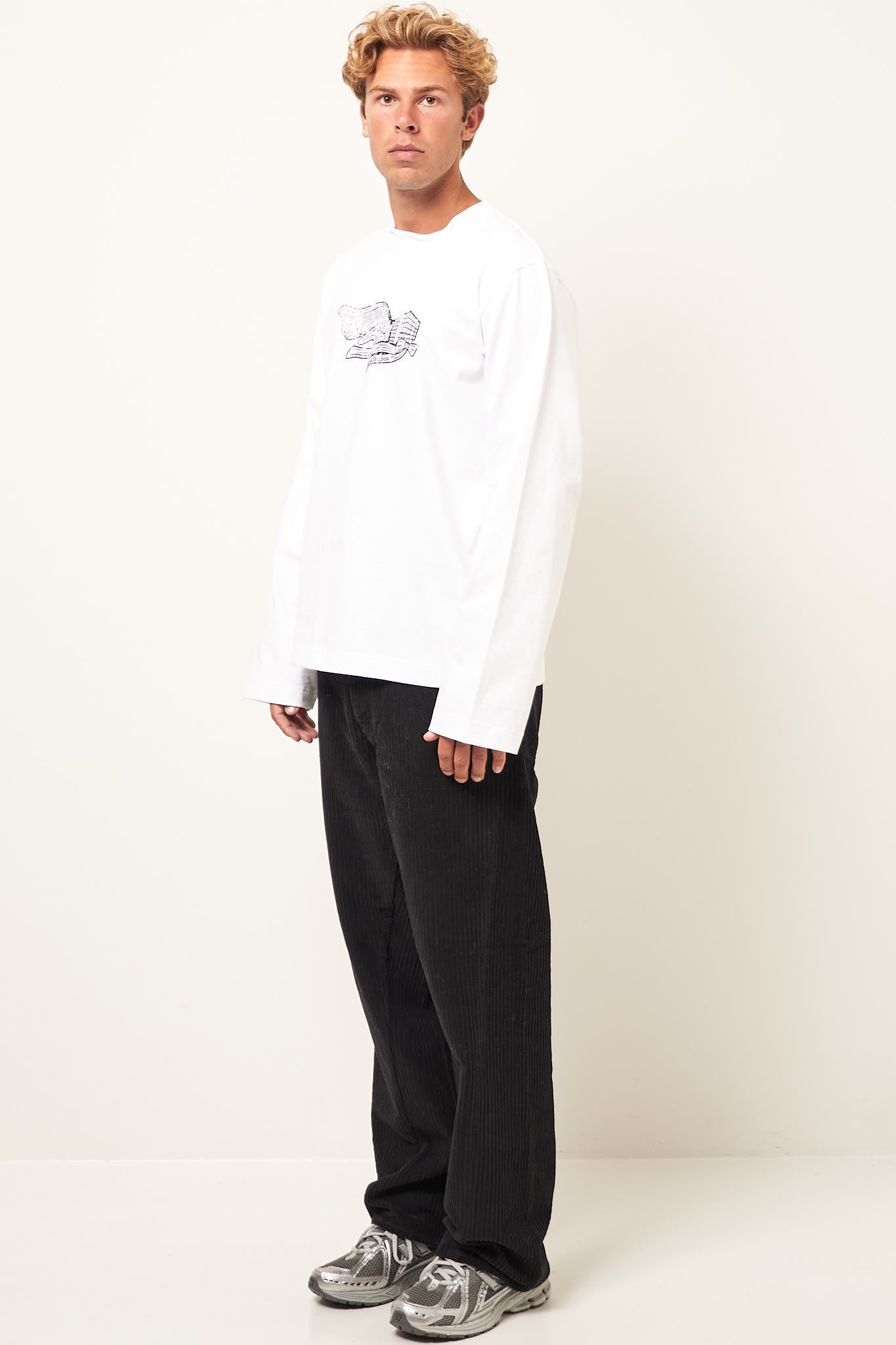 Wing Print Long Sleeve T-Shirt Optic White