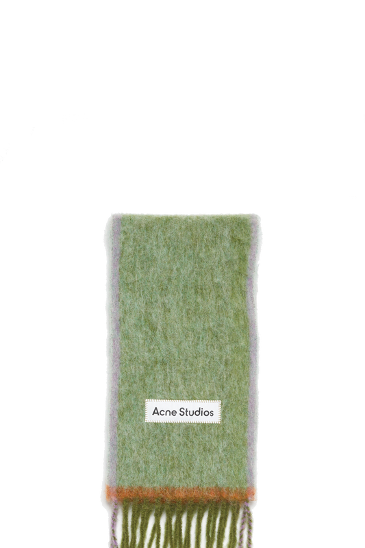 Wool Mohair Scarf Narrow Grass Green