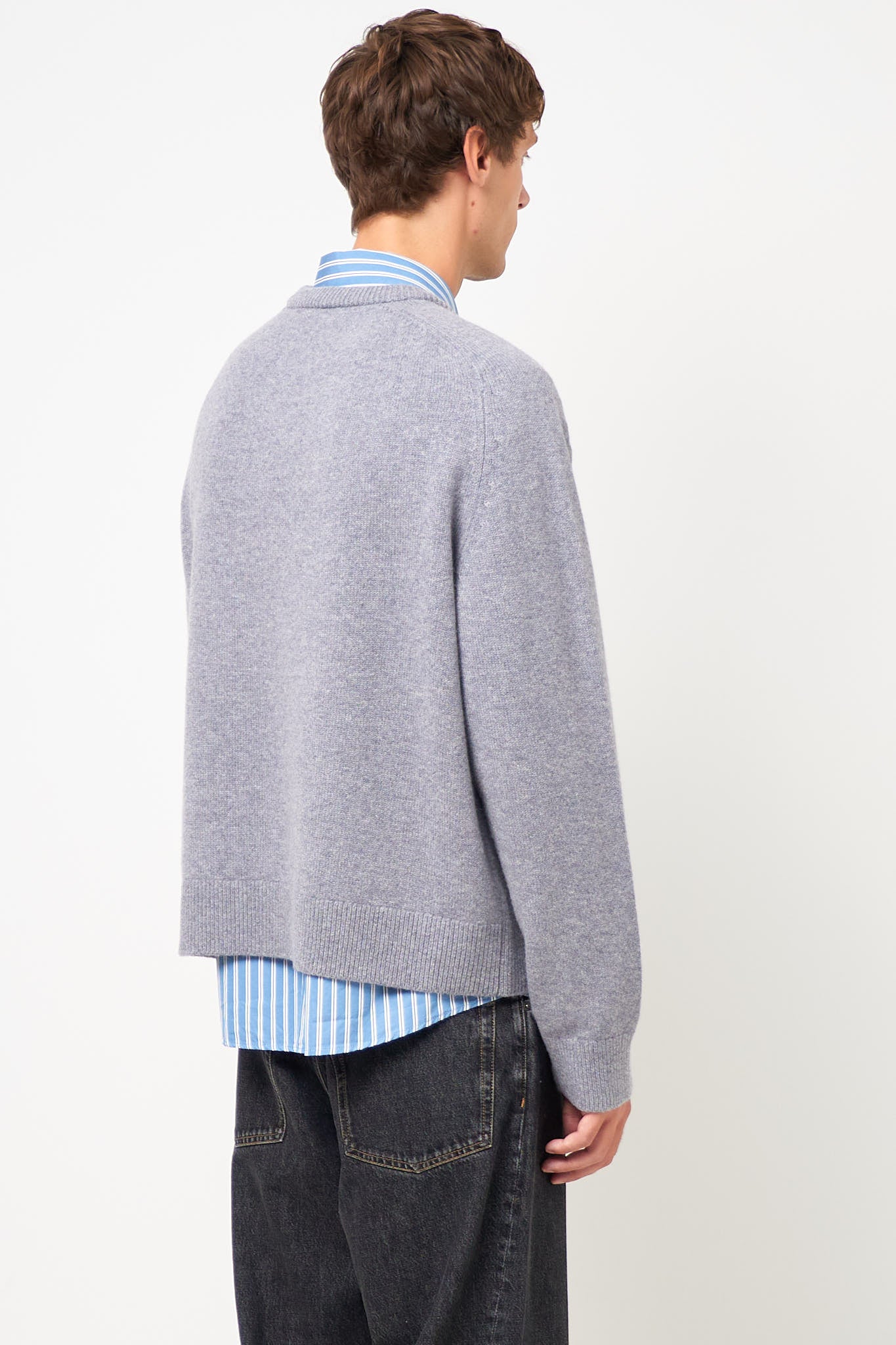 Wool V-Neck Sweater Dark Gray Melange