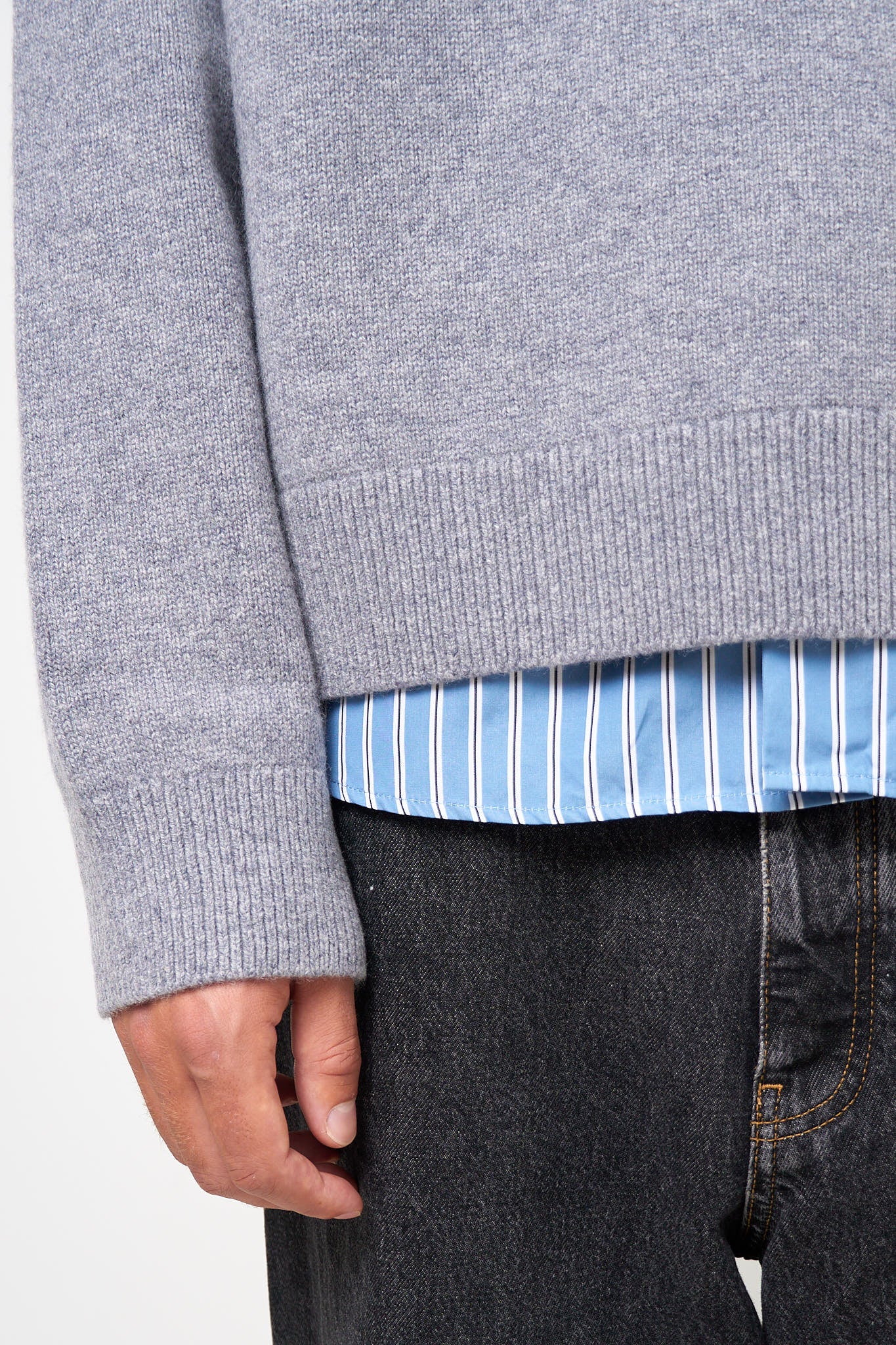 Wool V-Neck Sweater Dark Gray Melange